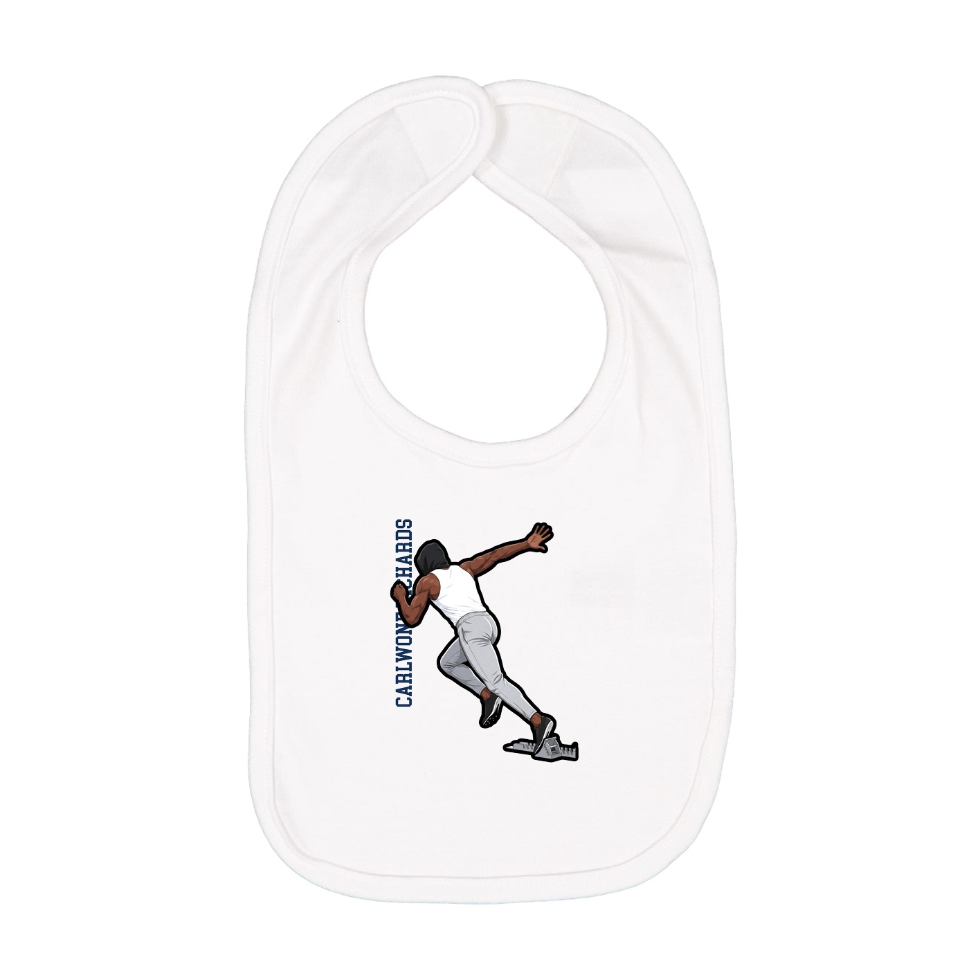Infant Bib — Name Vertical in White