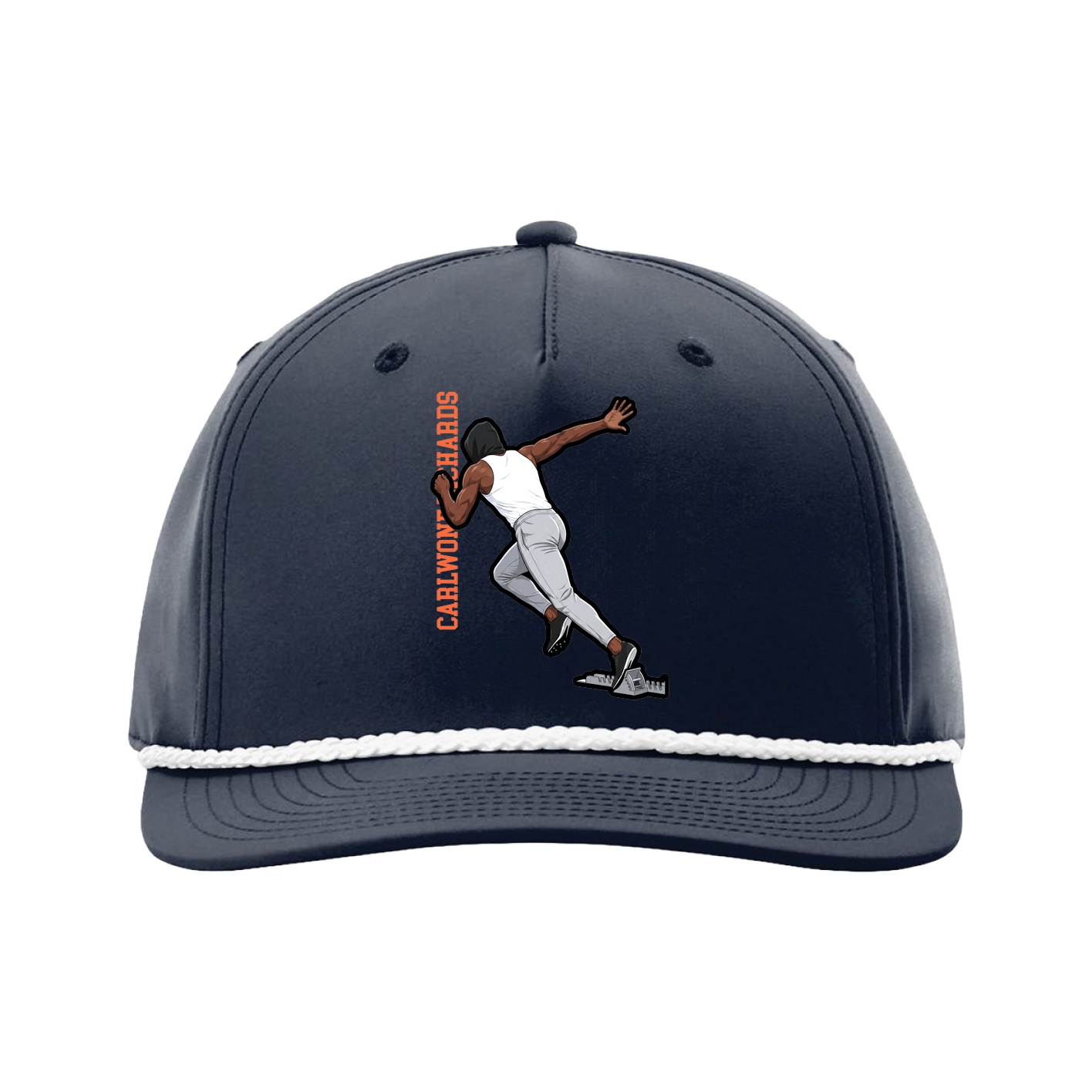 Five-Panel Classic Rope Cap — Name Vertical in Navy