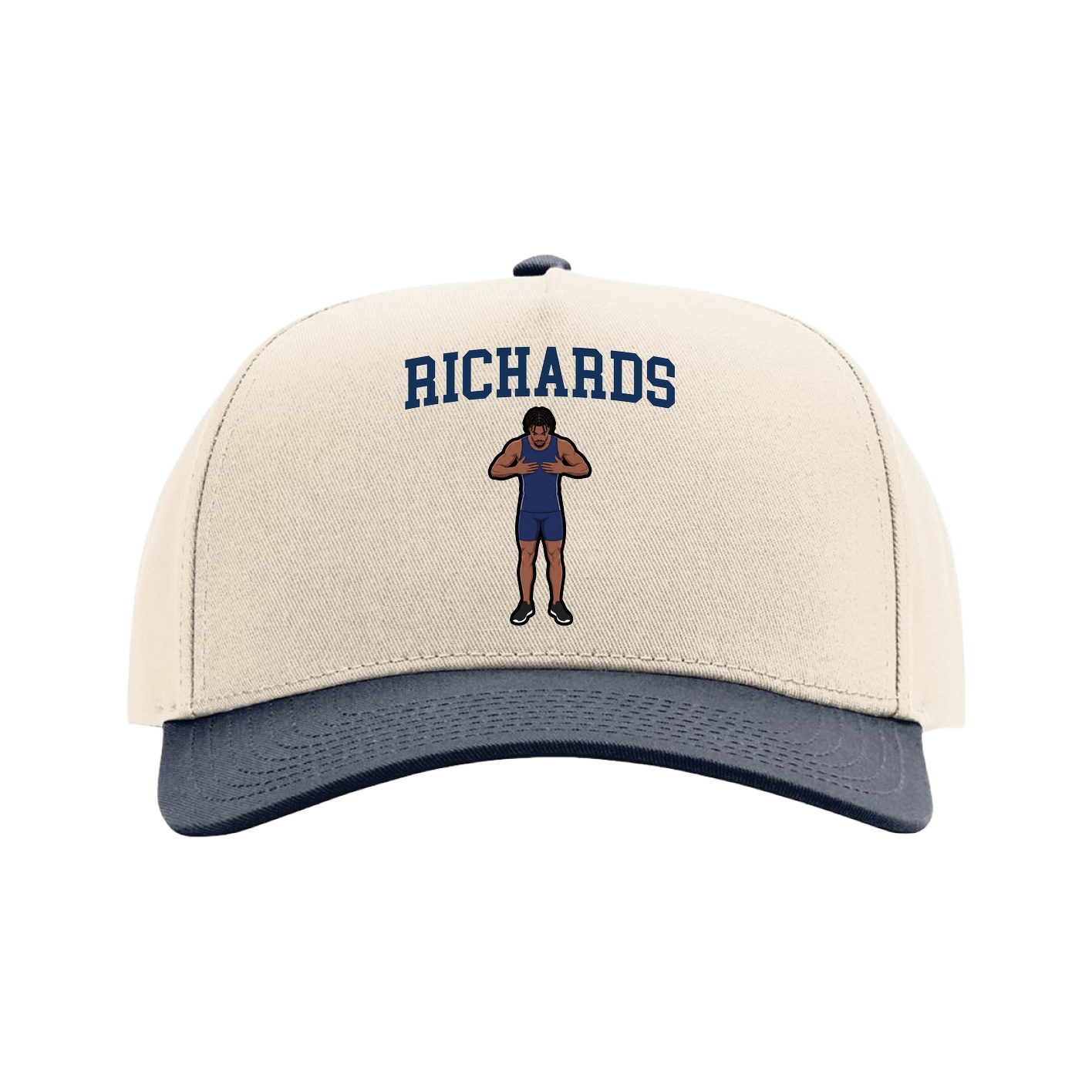 Full Fabric Five-Panel Champ Cap — Shirsey in Cream/Navy