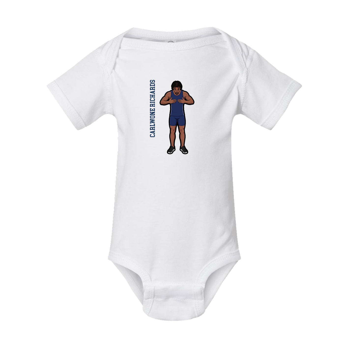 Baby Onesie — Name Vertical in White