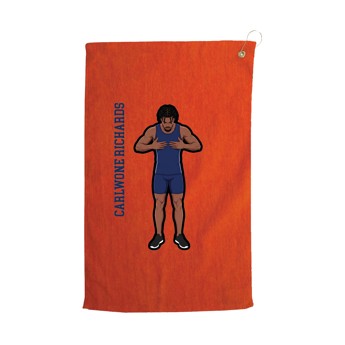 Golf Towel — Name Vertical in Orange