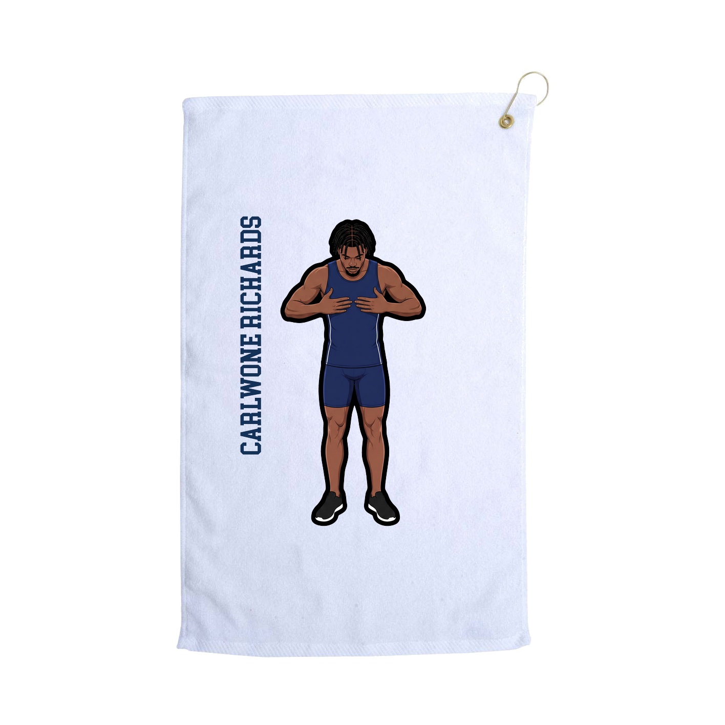Golf Towel — Name Vertical in White
