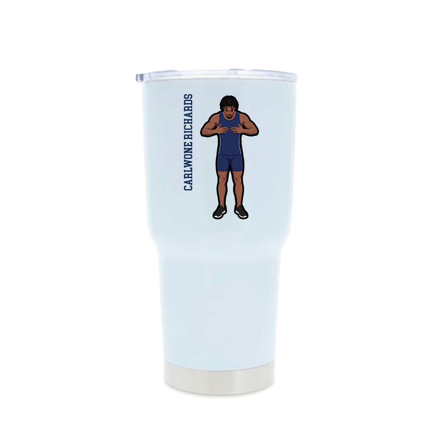 30oz Stainless Steel Tumbler — Name Vertical in White