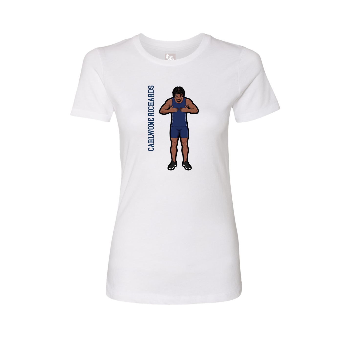 Womens Tee — Name Vertical in White