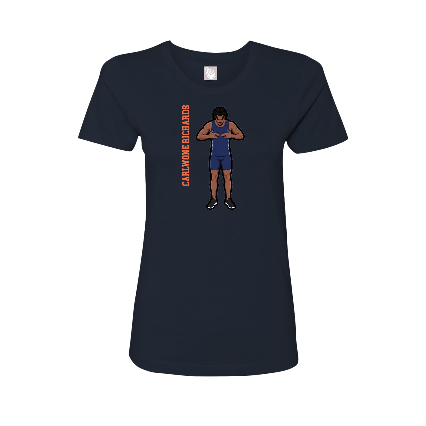 Fitted Women's Tee — Name Vertical in Navy