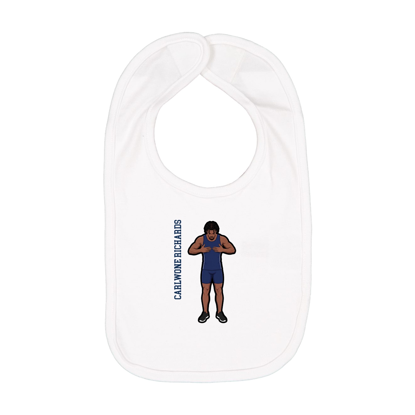 Infant Bib — Name Vertical in White