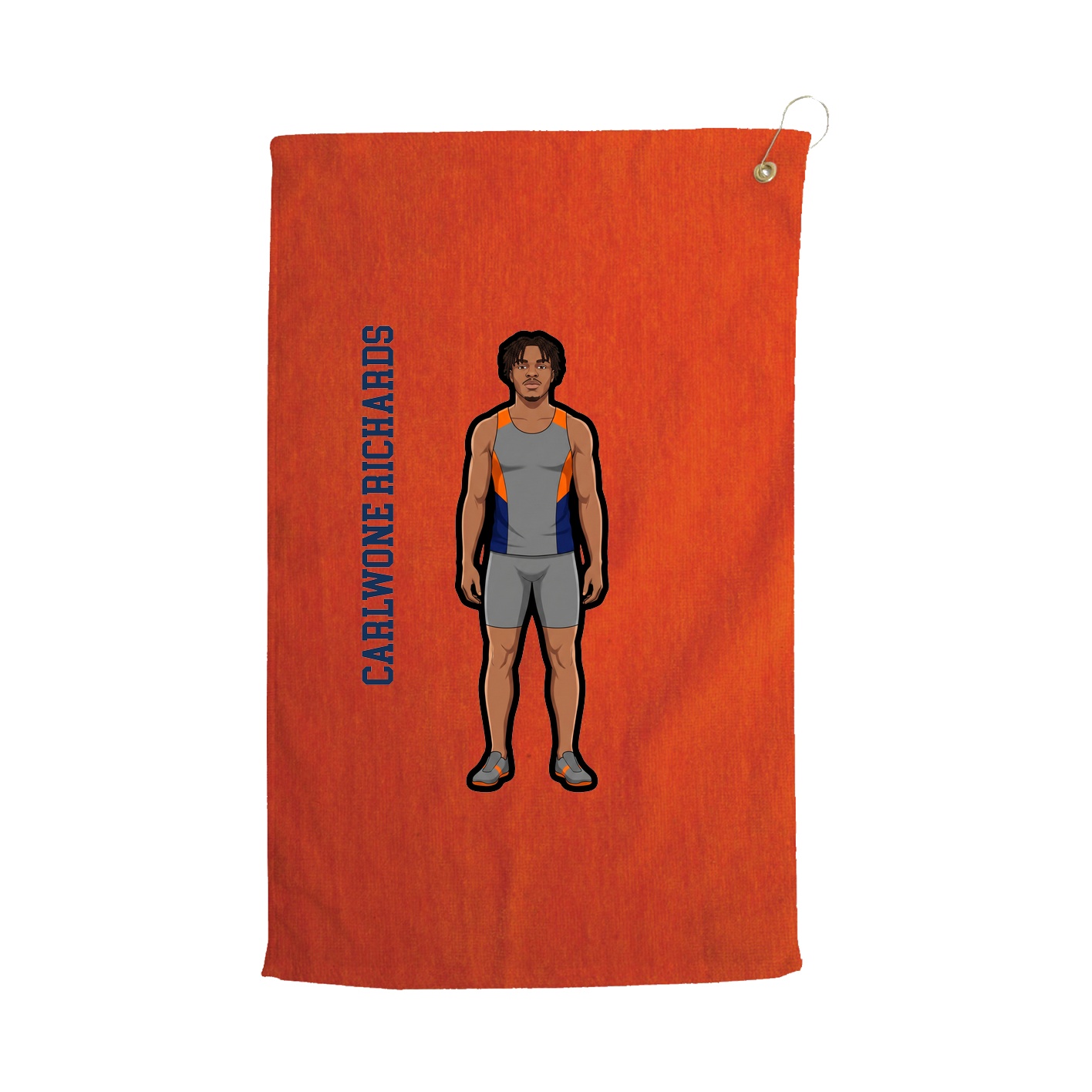 Golf Towel — Name Vertical in Orange
