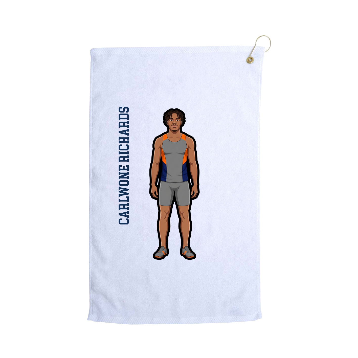 Golf Towel — Name Vertical in White