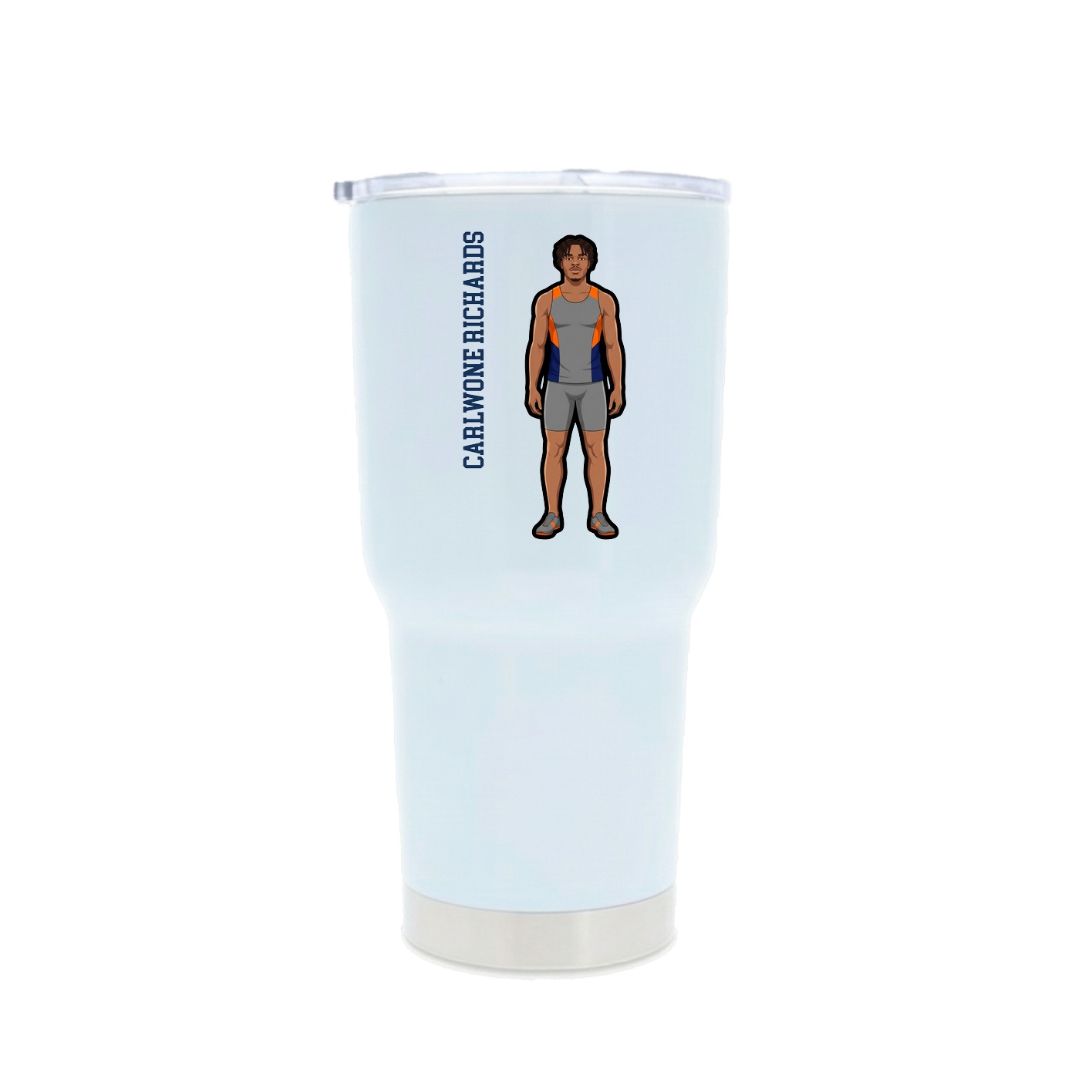 30oz Stainless Steel Tumbler — Name Vertical in White