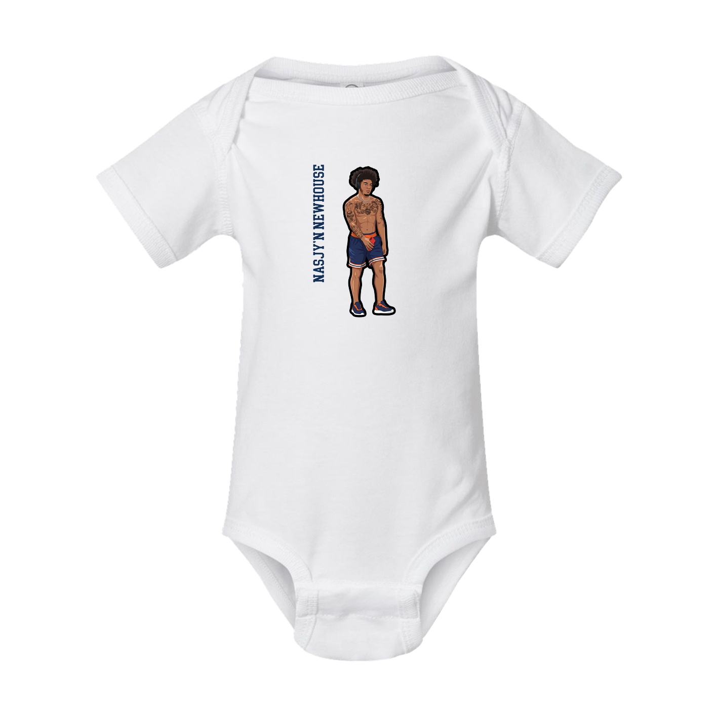 Baby Onesie — Name Vertical in White