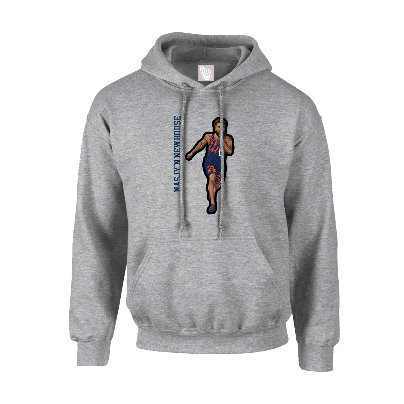Youth Hoodie — Name Vertical in Grey
