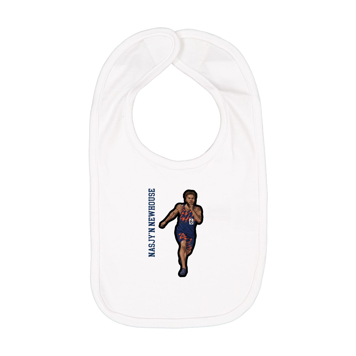 Infant Bib — Name Vertical in White