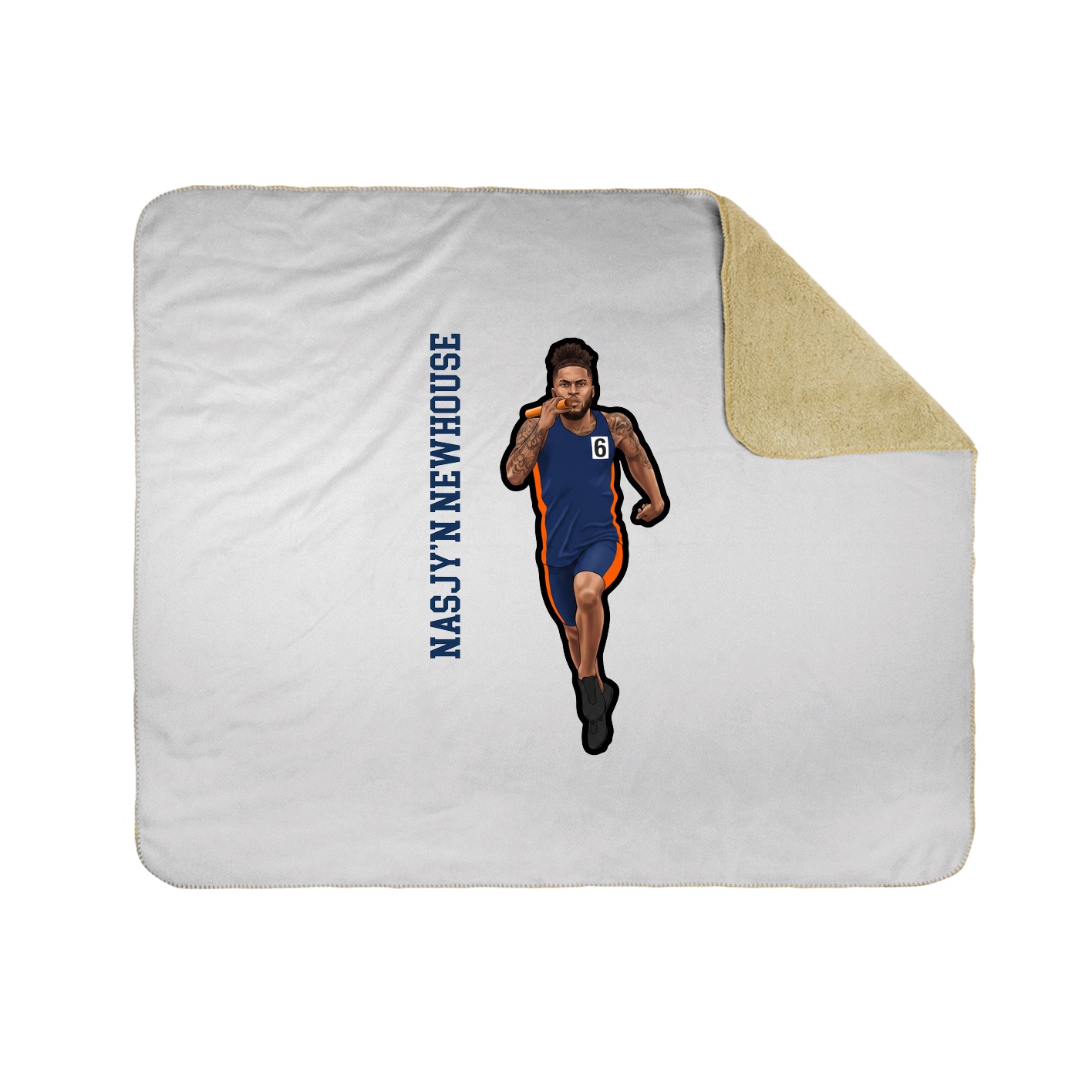 Throw Blanket — Name Vertical in White