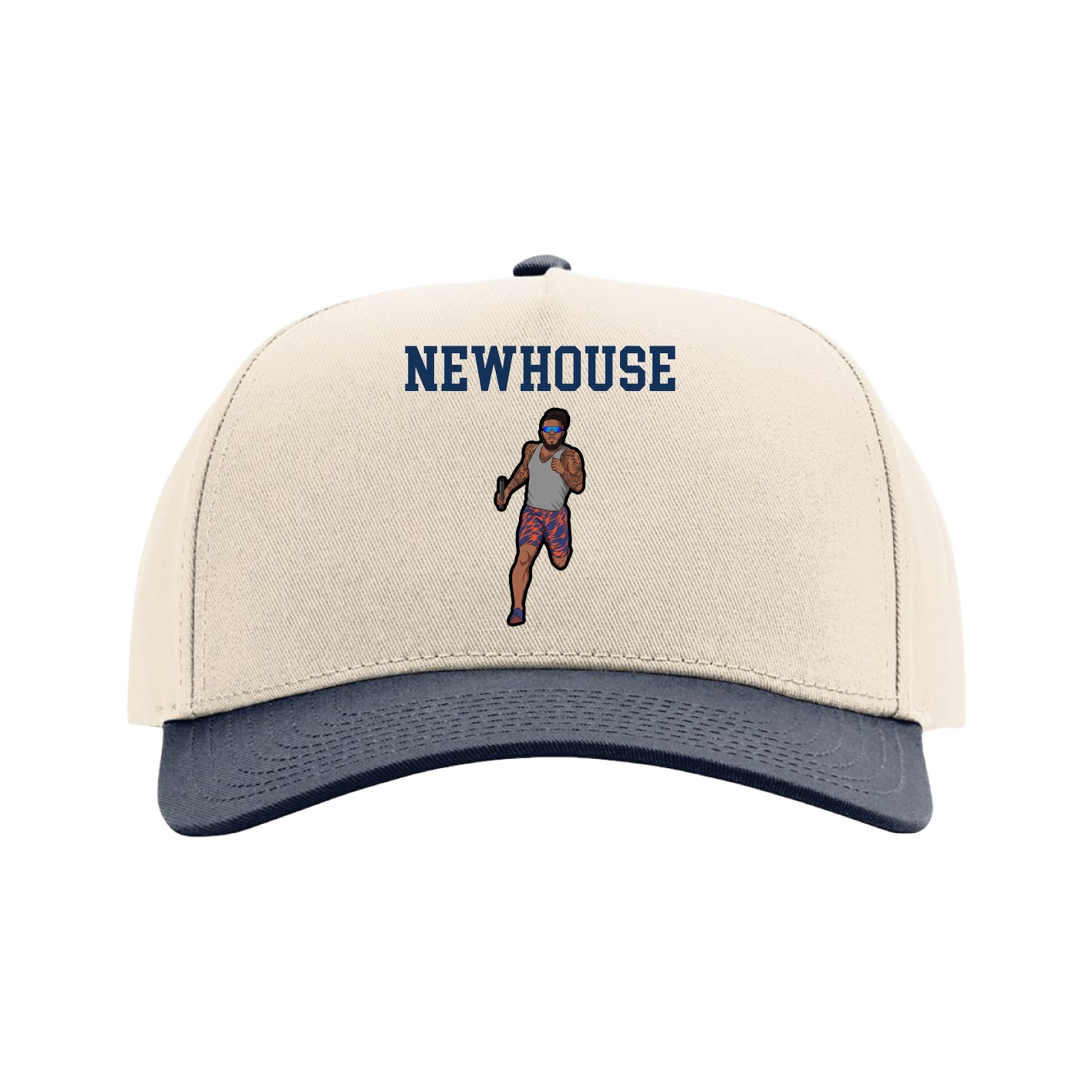 Full Fabric Five-Panel Champ Cap — Shirsey in Cream/Navy