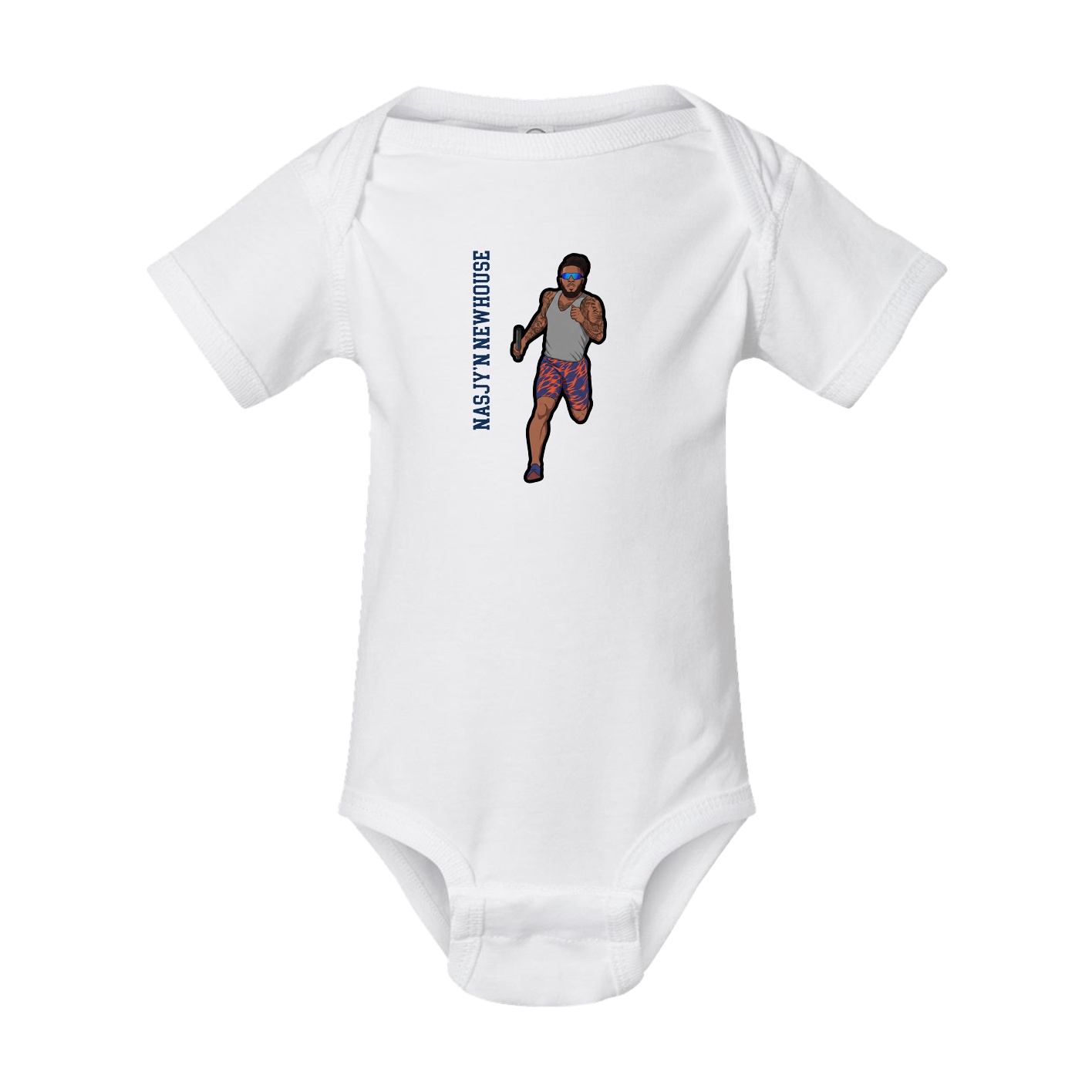 Baby Onesie — Name Vertical in White
