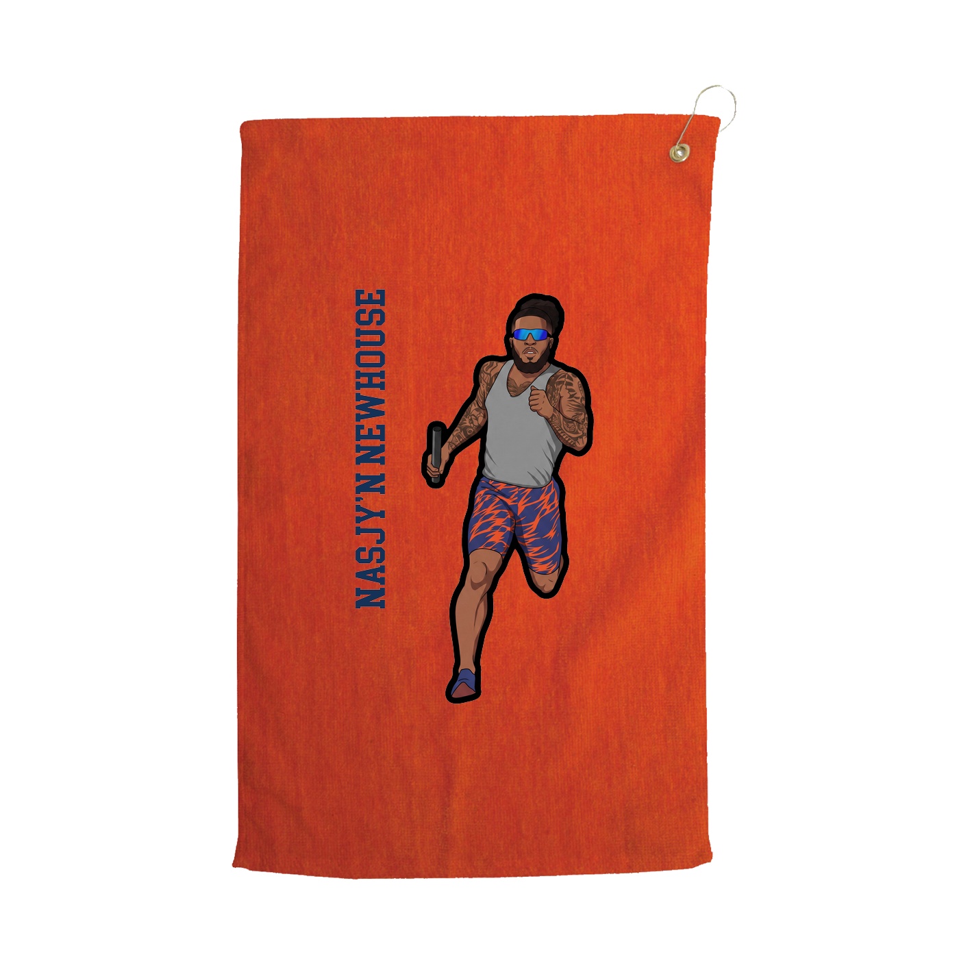 Golf Towel — Name Vertical in Orange