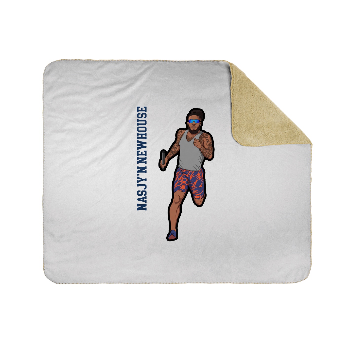 Throw Blanket — Name Vertical in White