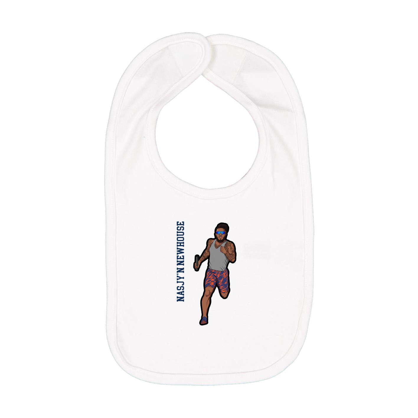 Infant Bib — Name Vertical in White
