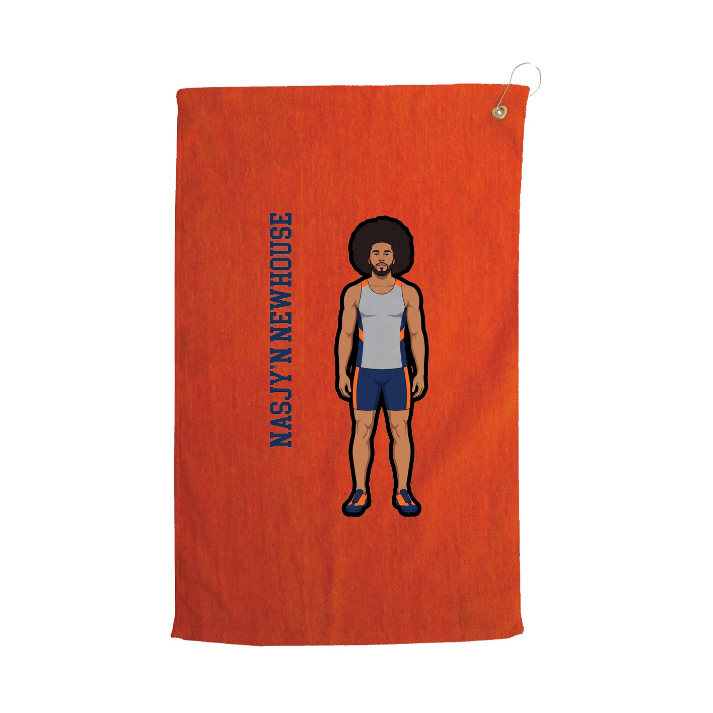 Golf Towel — Name Vertical in Orange