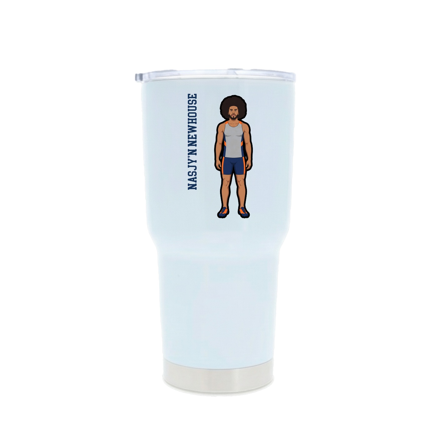 30oz Stainless Steel Tumbler — Name Vertical in White