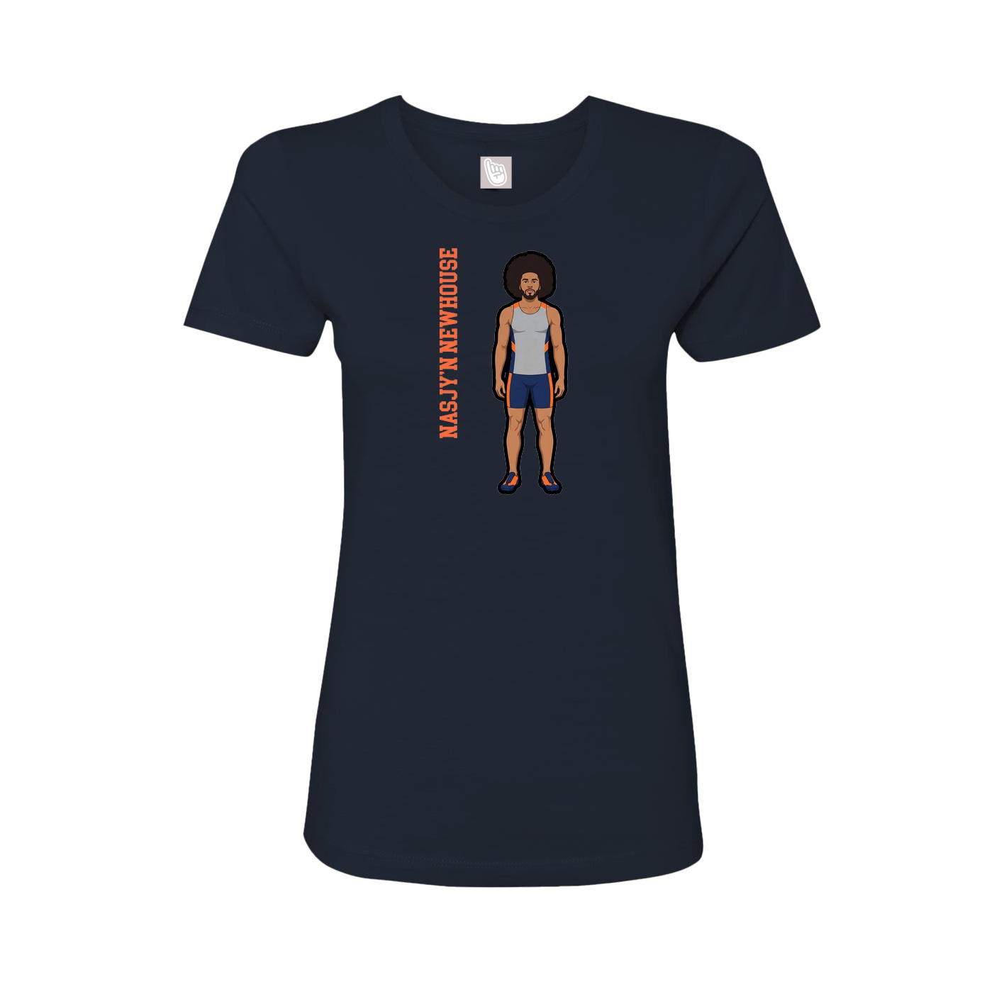 Womens Tee — Name Vertical in Navy
