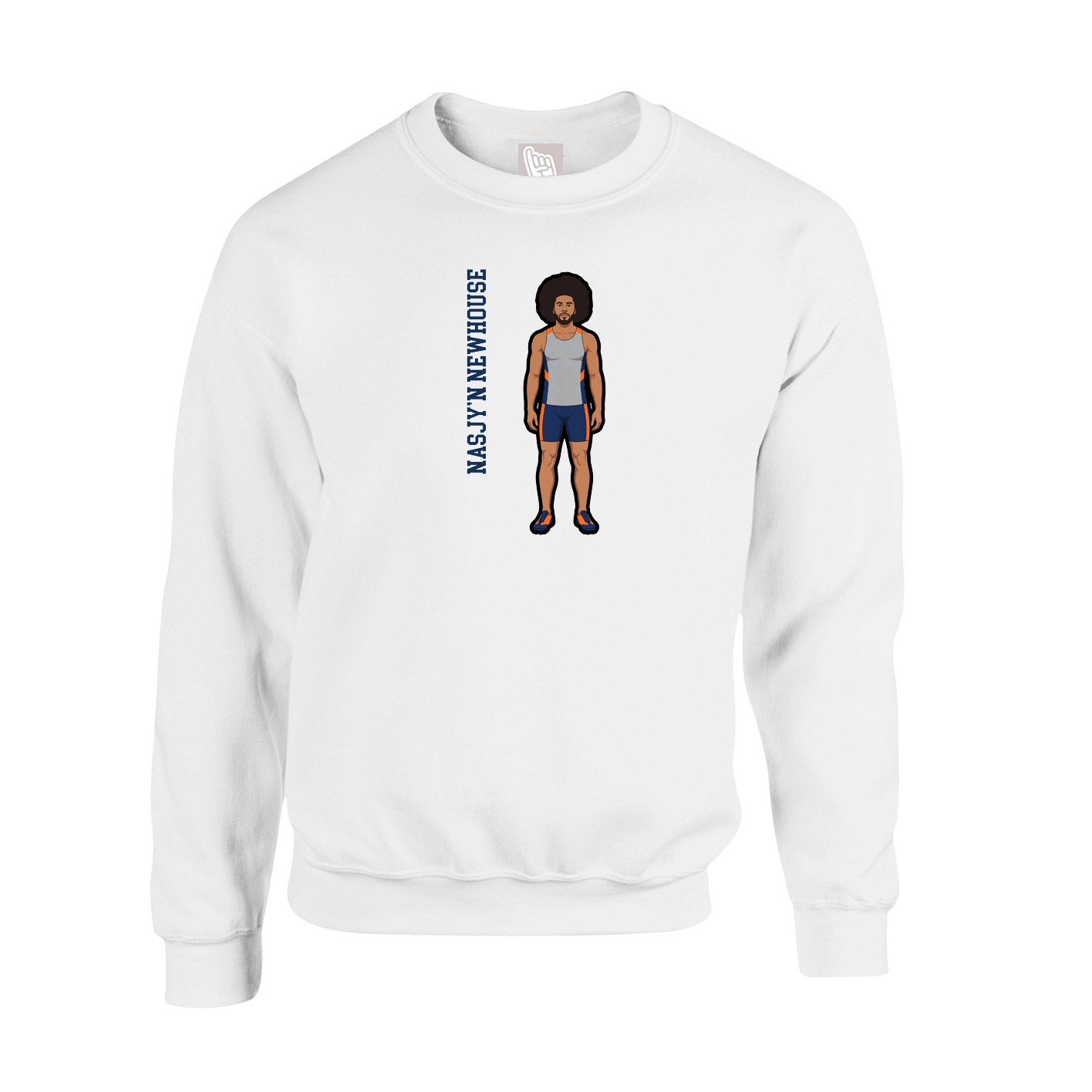 Fleece Crew — Name Vertical in White