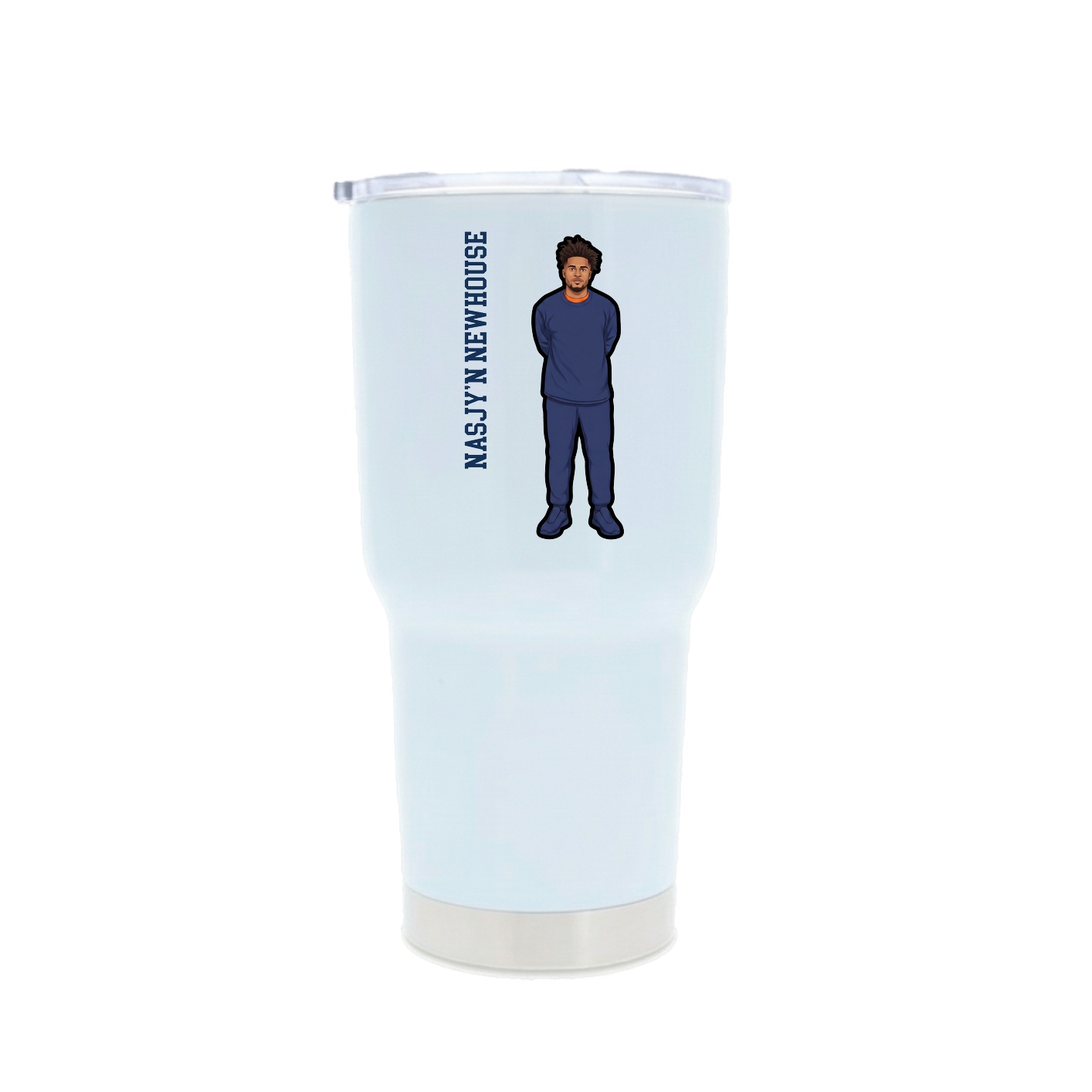 30oz Stainless Steel Tumbler — Name Vertical in White