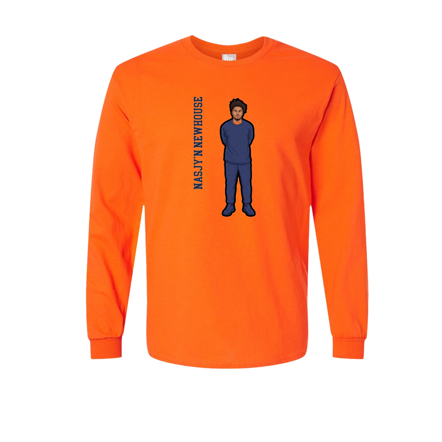 Long Sleeve Tee — Name Vertical in Orange