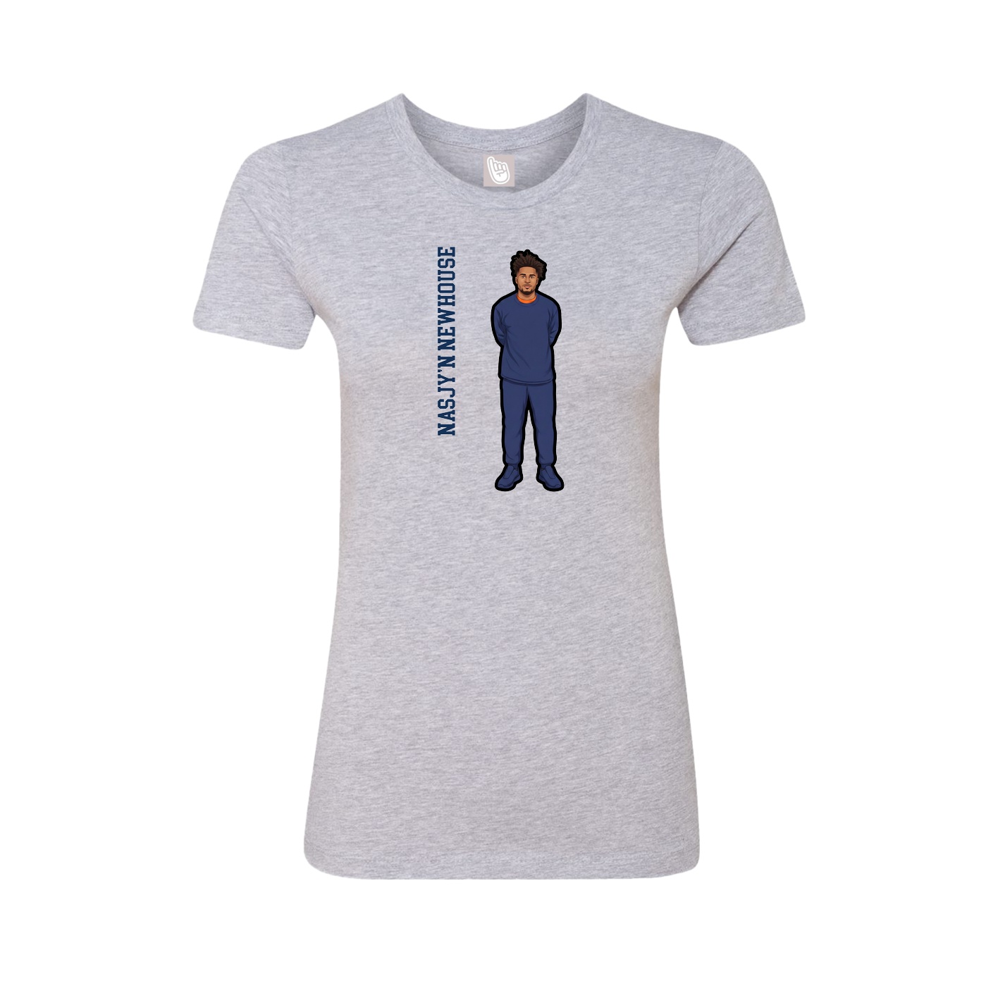 Womens Tee — Name Vertical in Grey