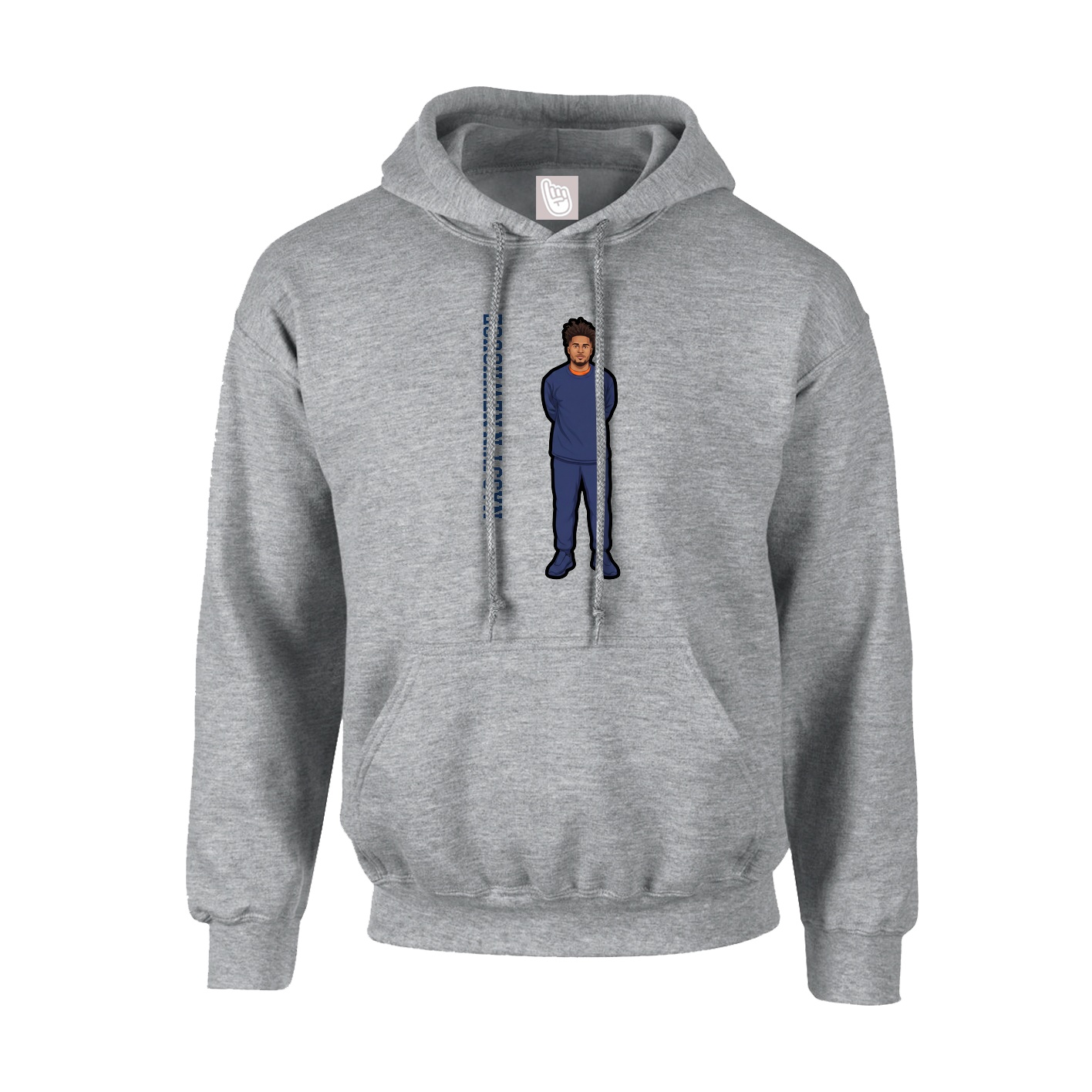 Youth Hoodie — Name Vertical in Grey