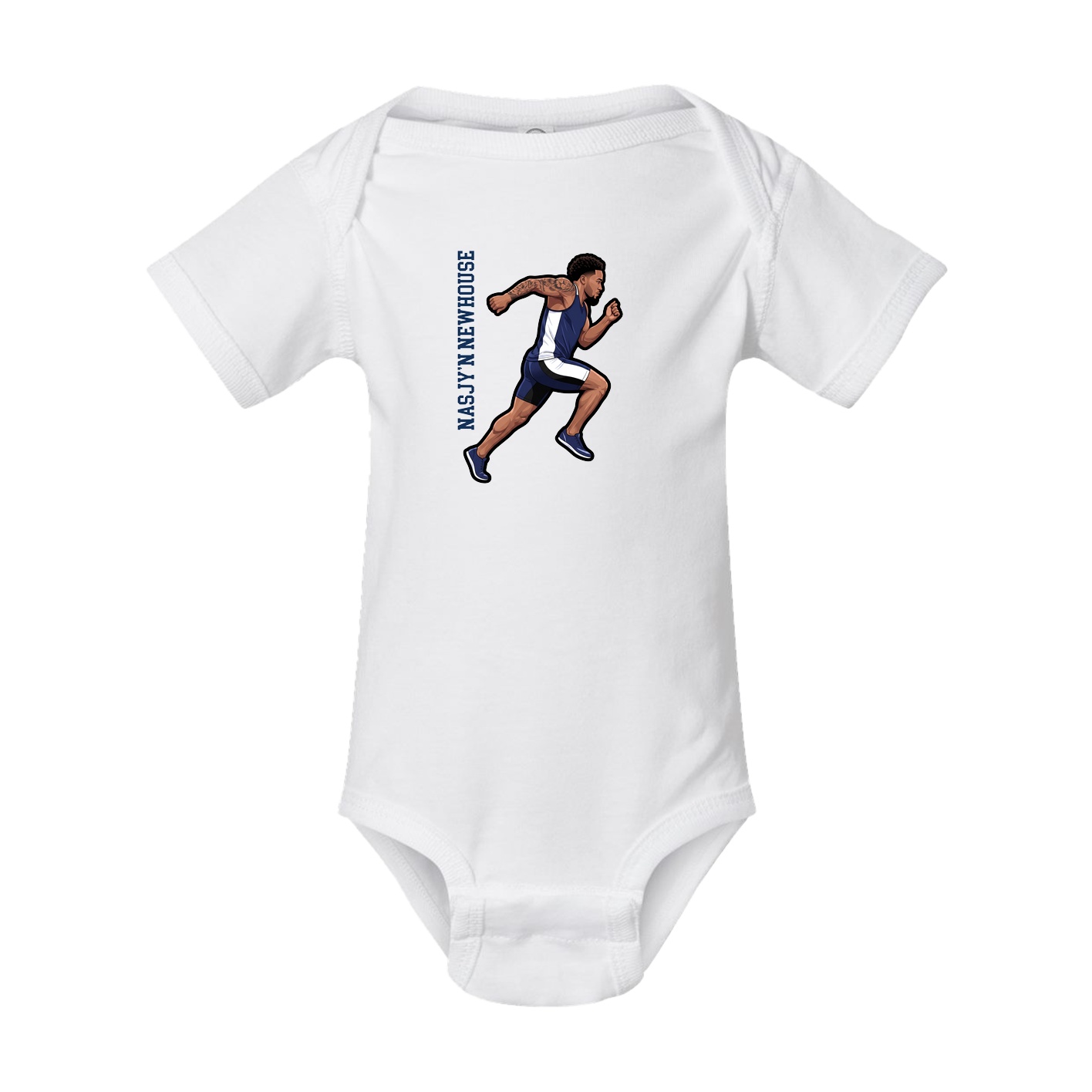 Baby Onesie — Name Vertical in White