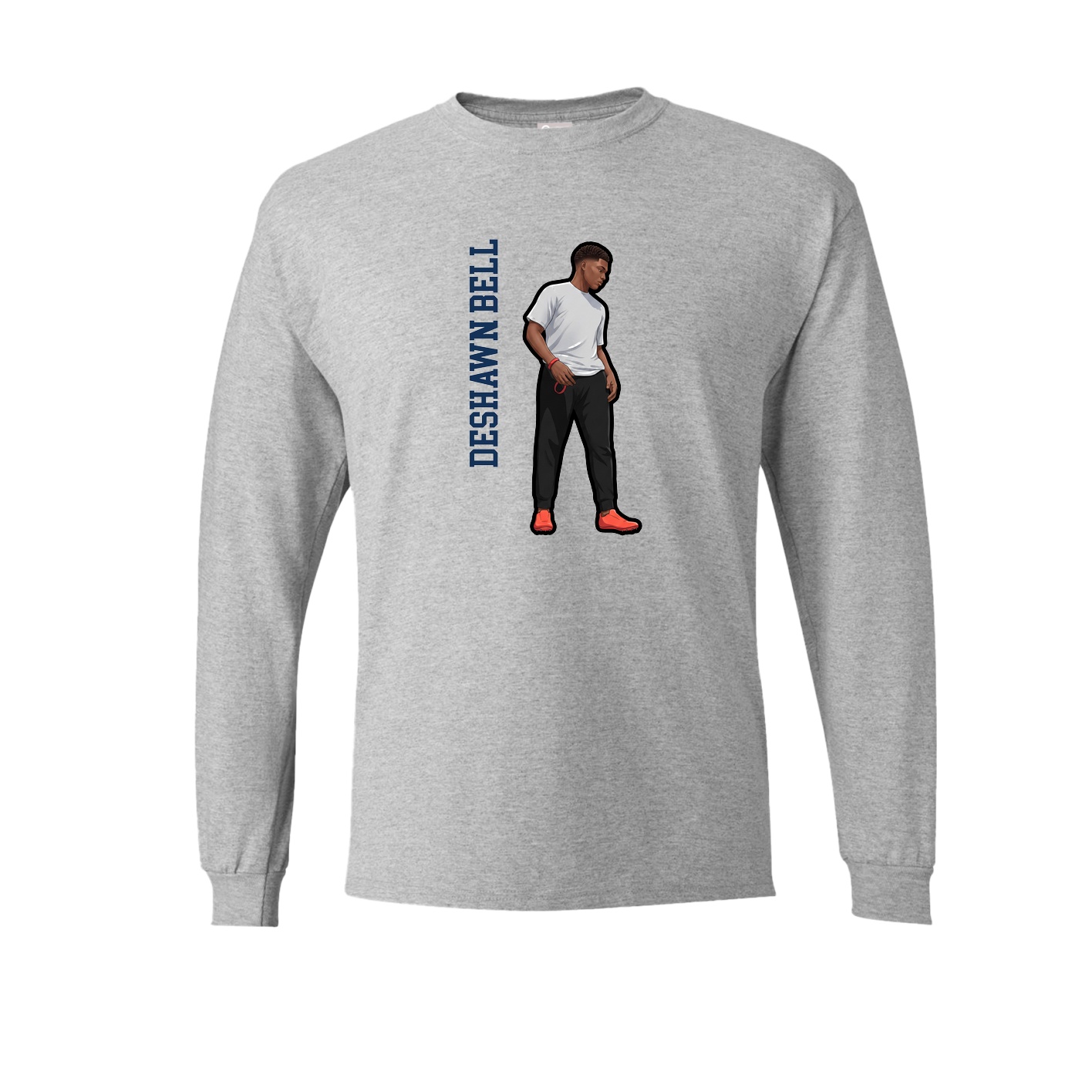 Long Sleeve Tee — Name Vertical in Grey