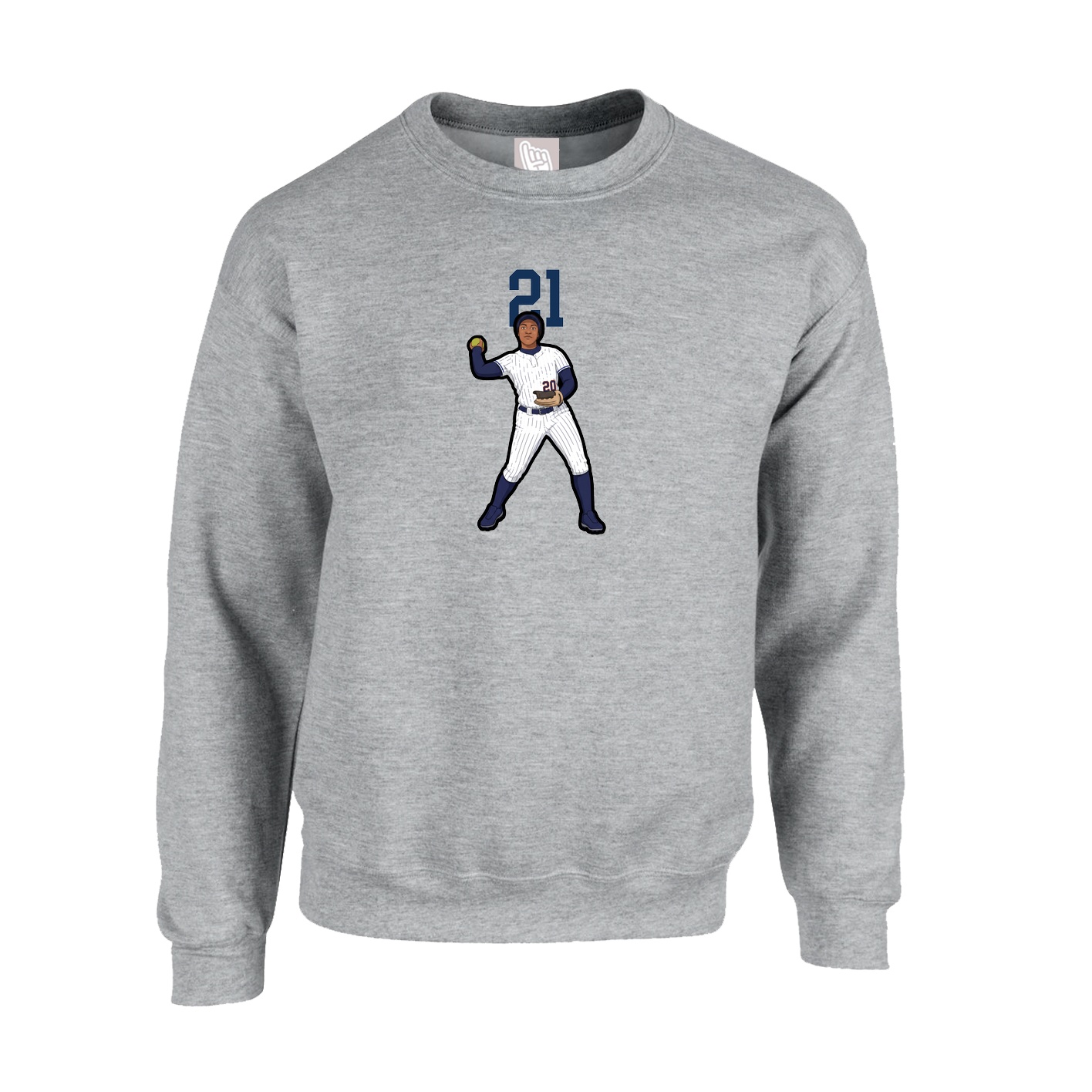 Fleece Crew — Number Top in Grey