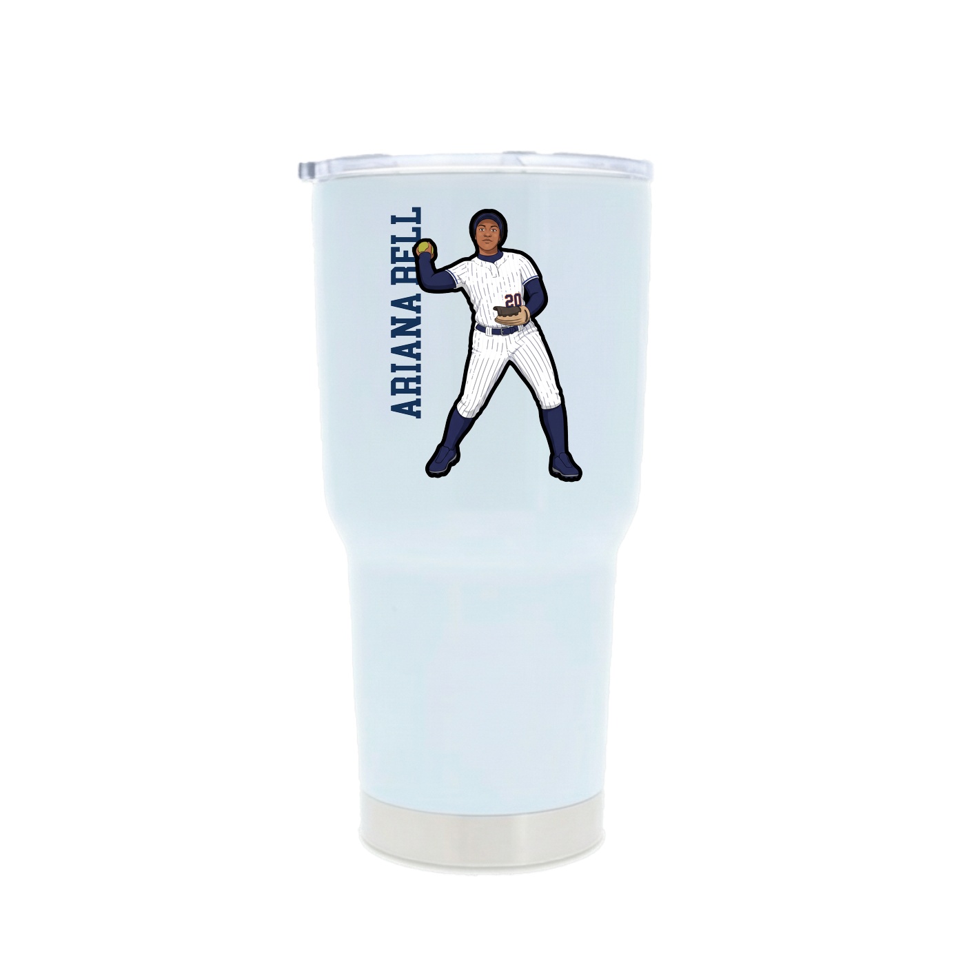30oz Stainless Steel Tumbler — Name Vertical in White