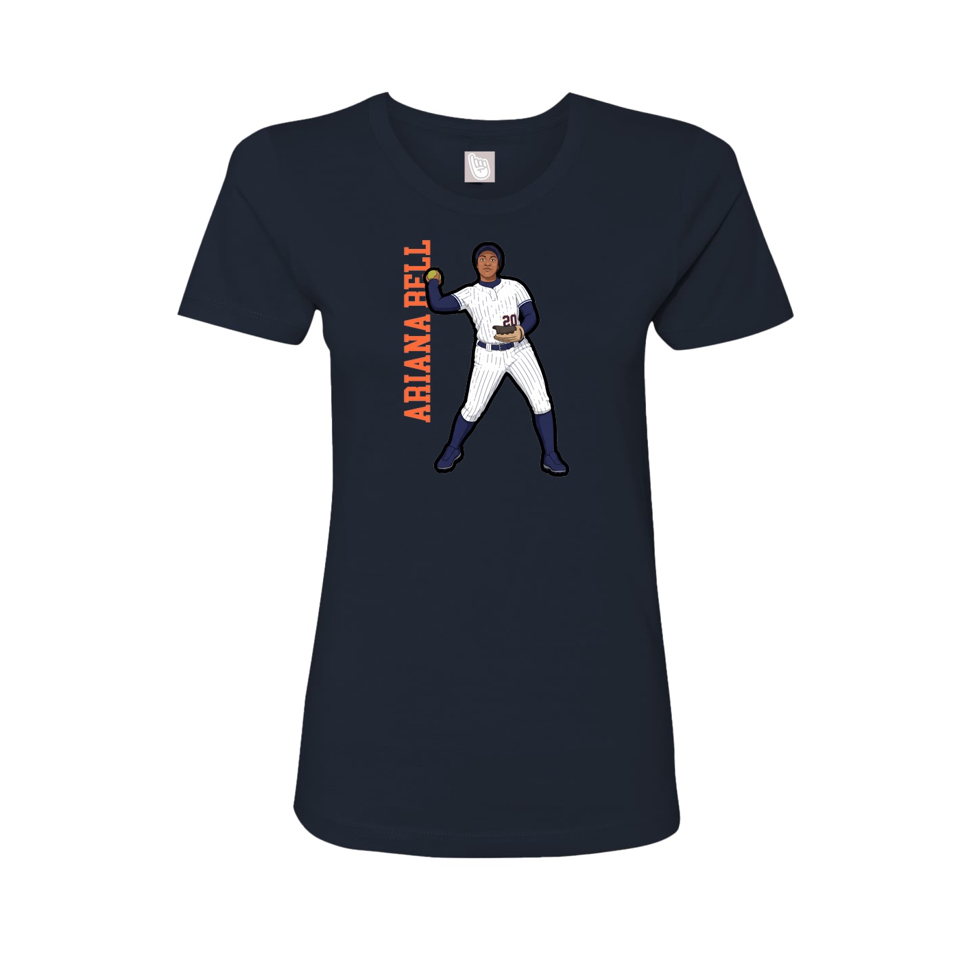 Fitted Women's Tee — Name Vertical in Navy