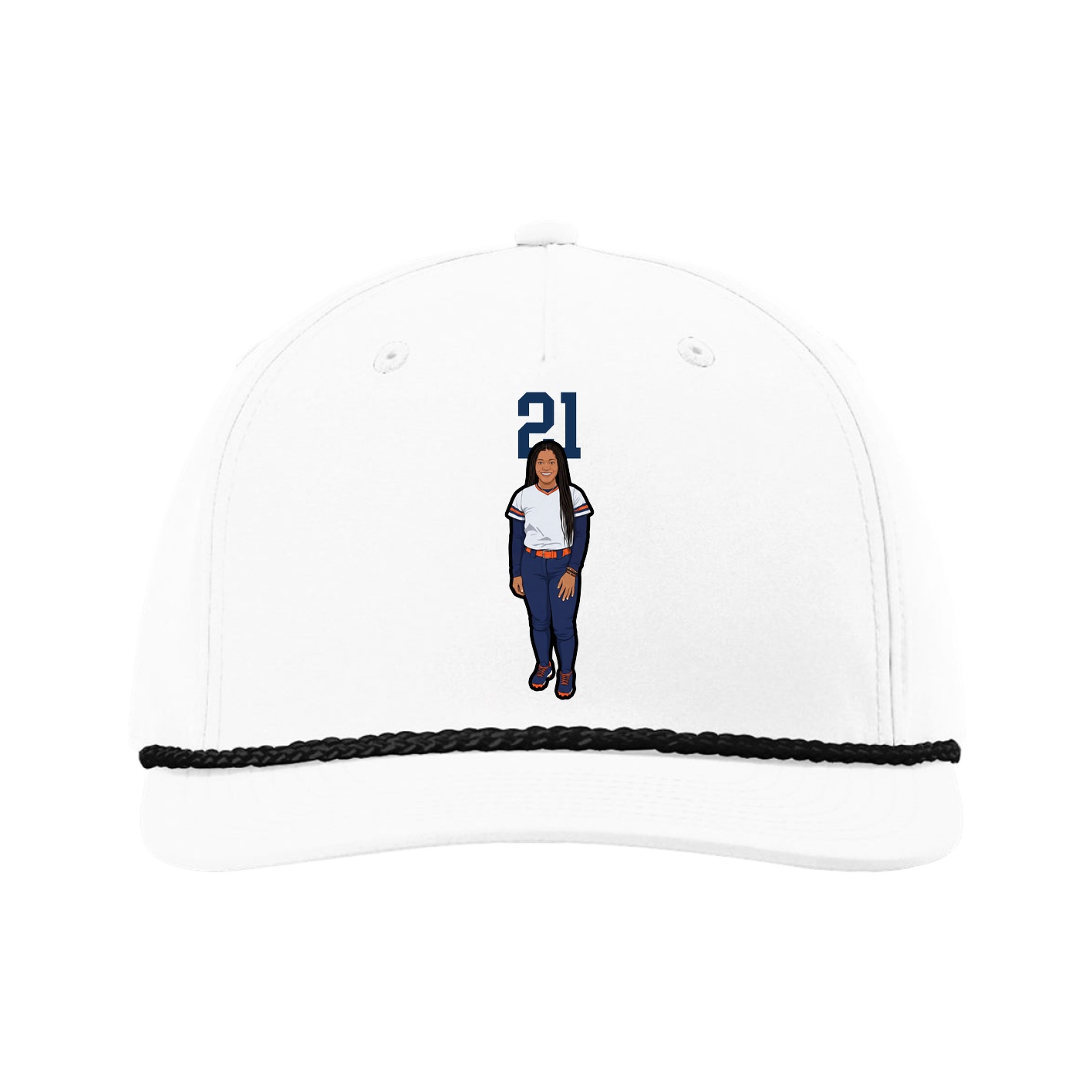 Five-Panel Classic Rope Cap — Number Top in White