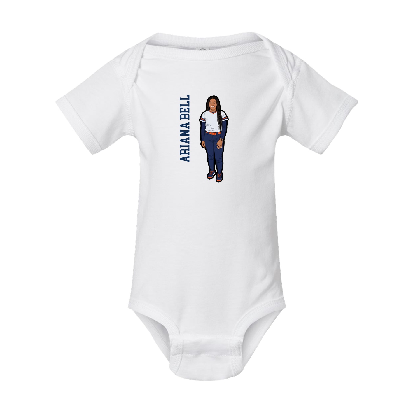 Baby Onesie — Name Vertical in White