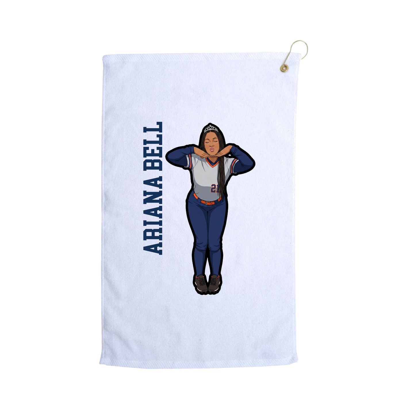 Golf Towel — Name Vertical in White