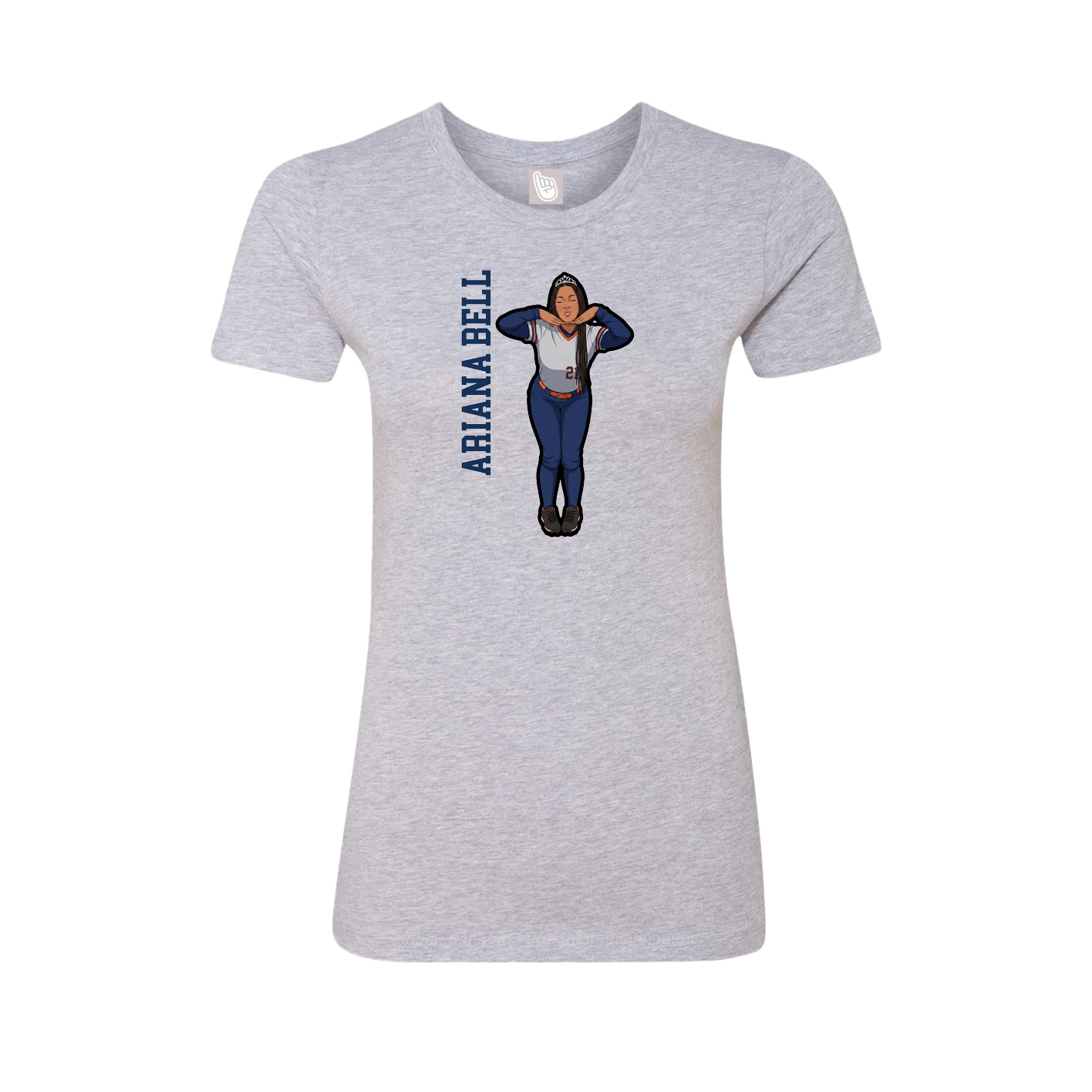 Fitted Women's Tee — Name Vertical in Grey