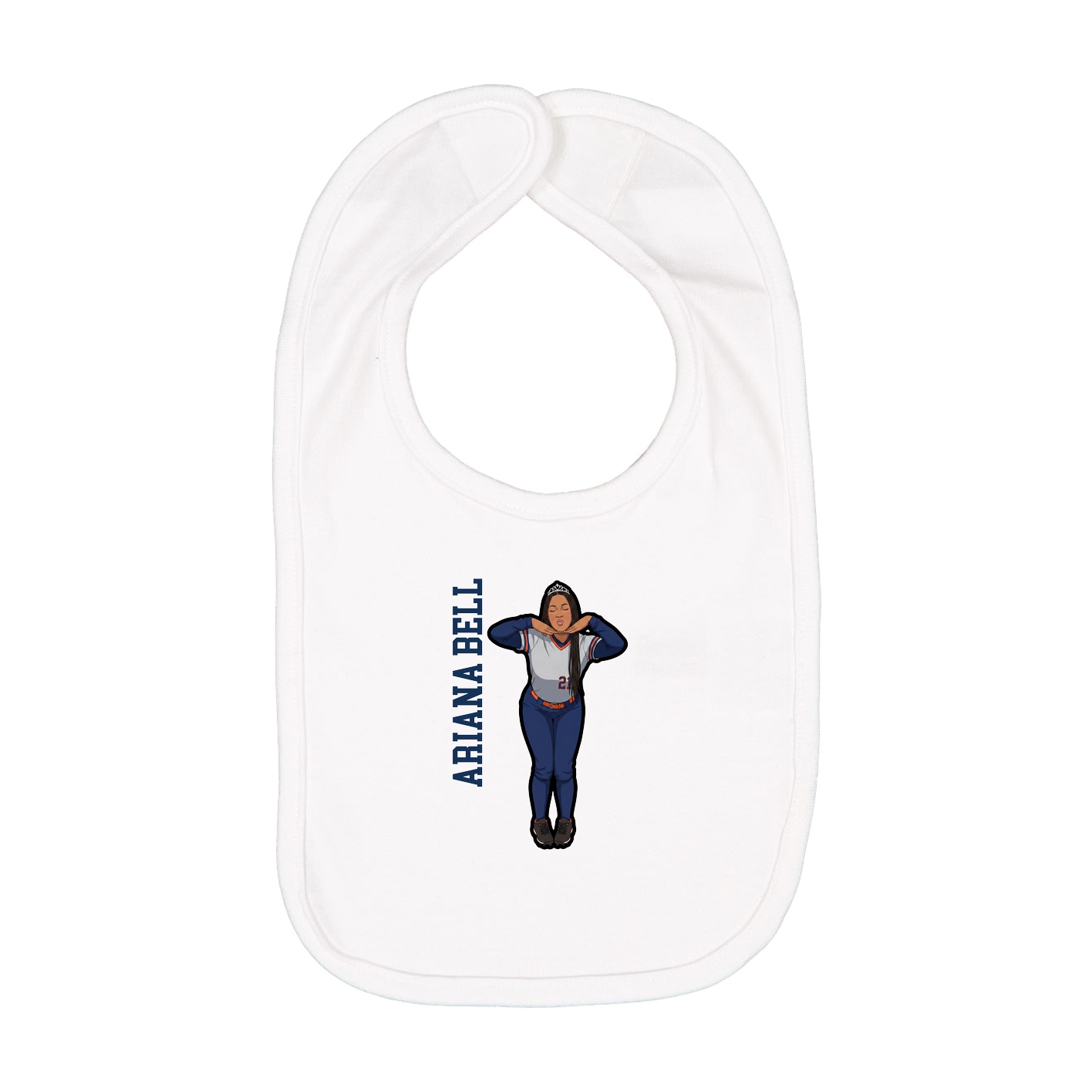 Infant Bib — Name Vertical in White