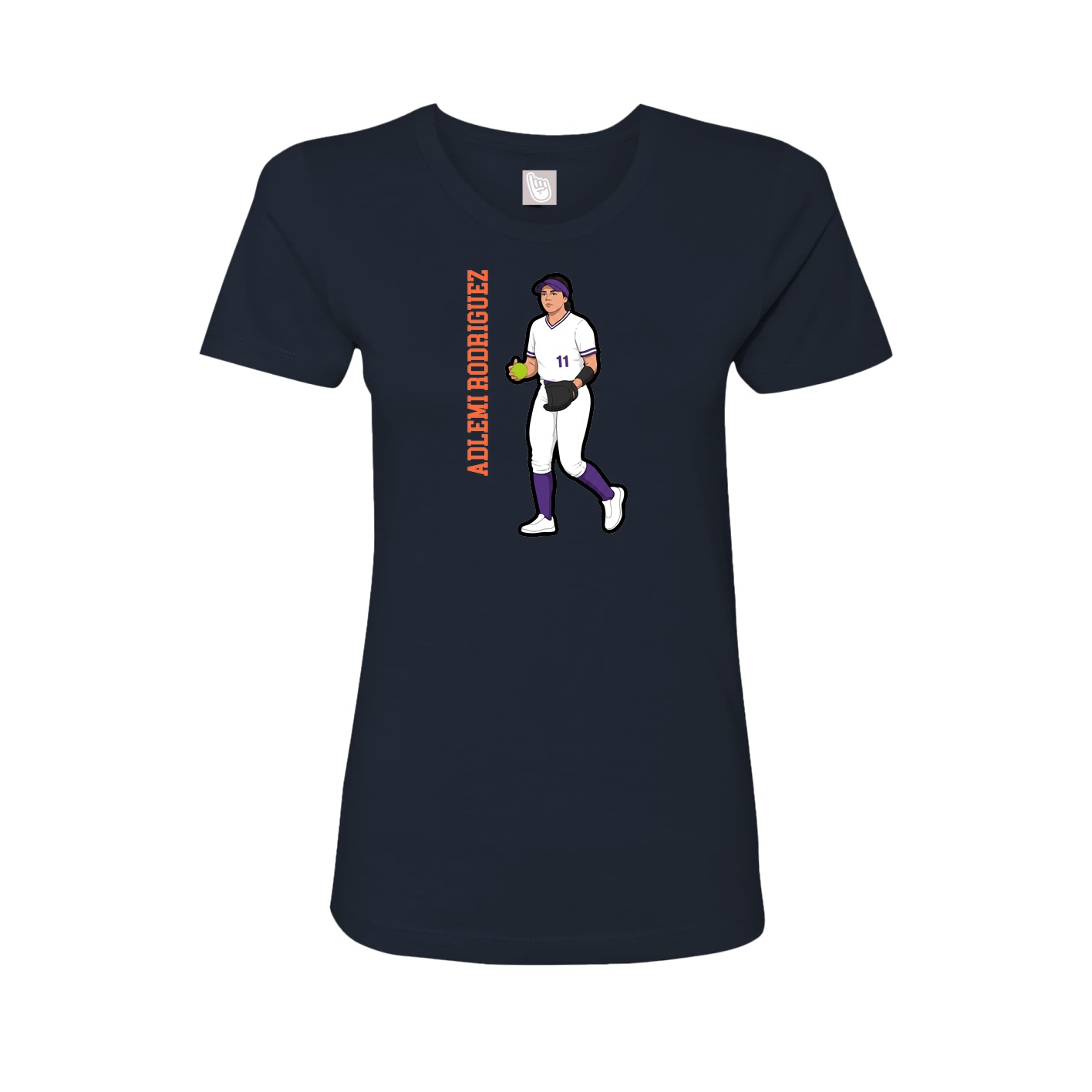 Womens Tee — Name Vertical in Navy