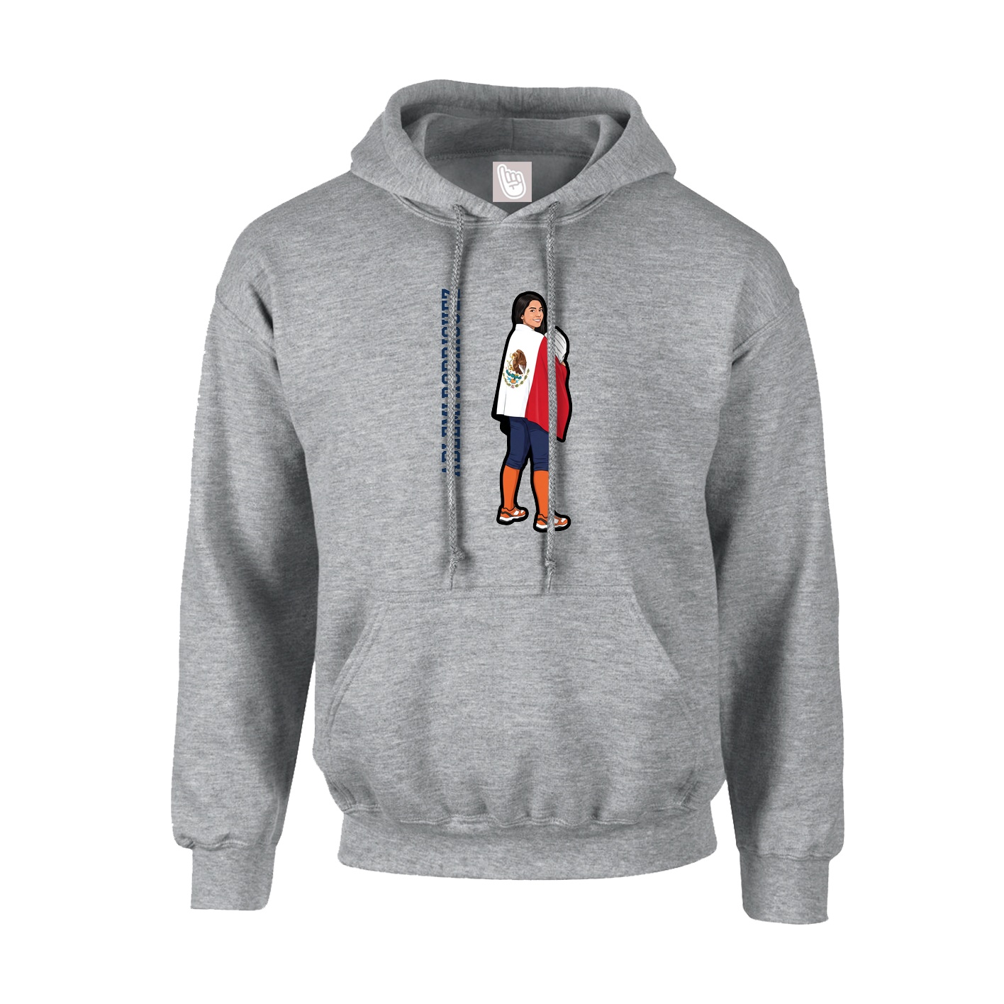 Hoodie — Name Vertical in Grey