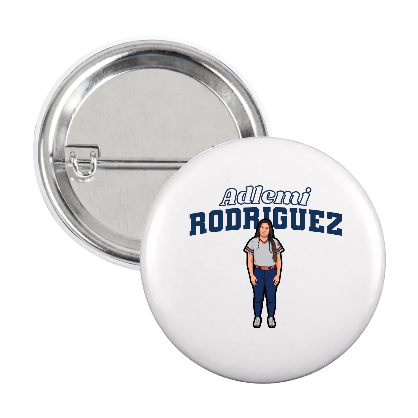 Game Day Button — Name Arch in White