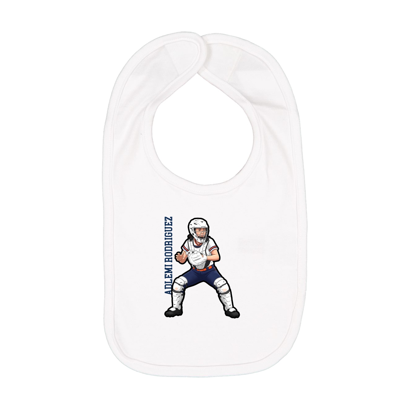 Infant Bib — Name Vertical in White