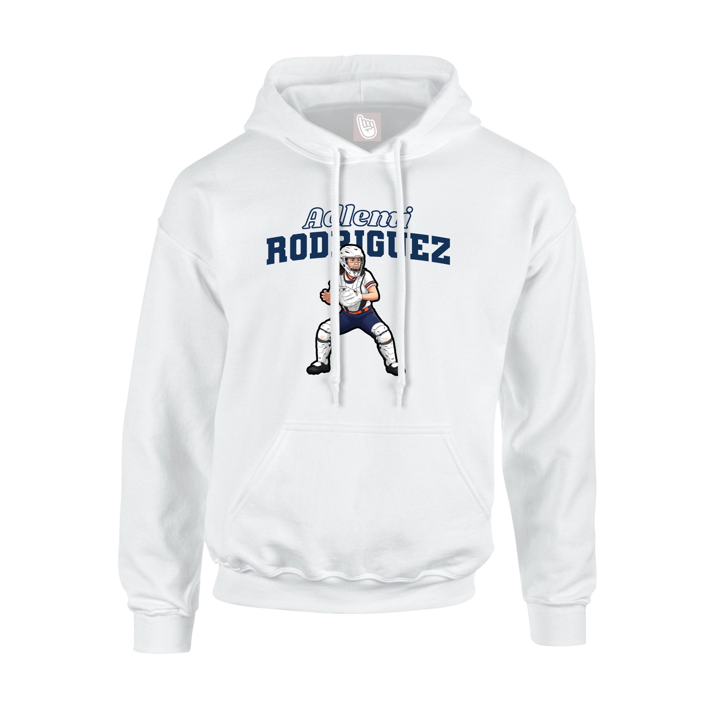 Youth Hoodie — Name Arch in White