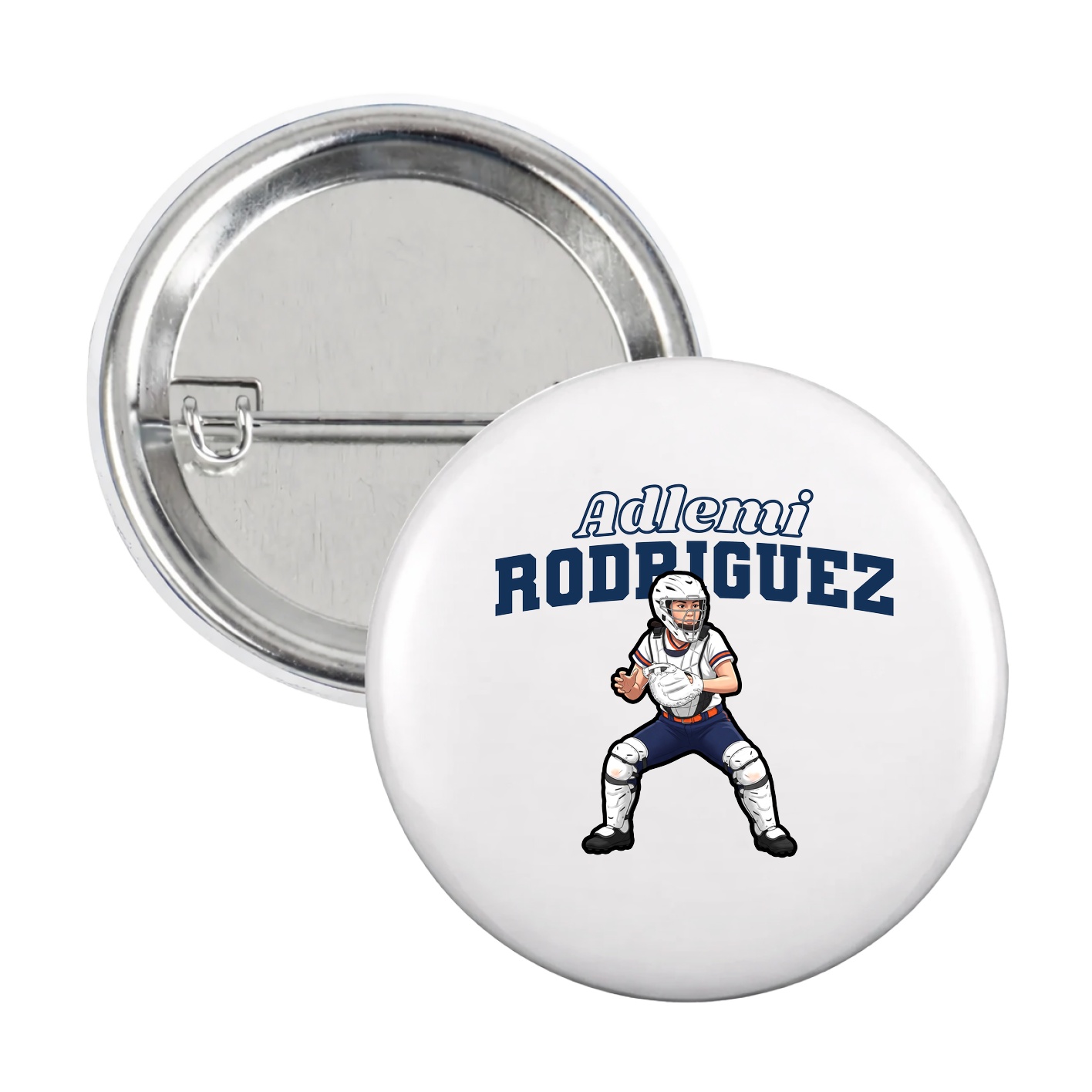 Game Day Button — Name Arch in White