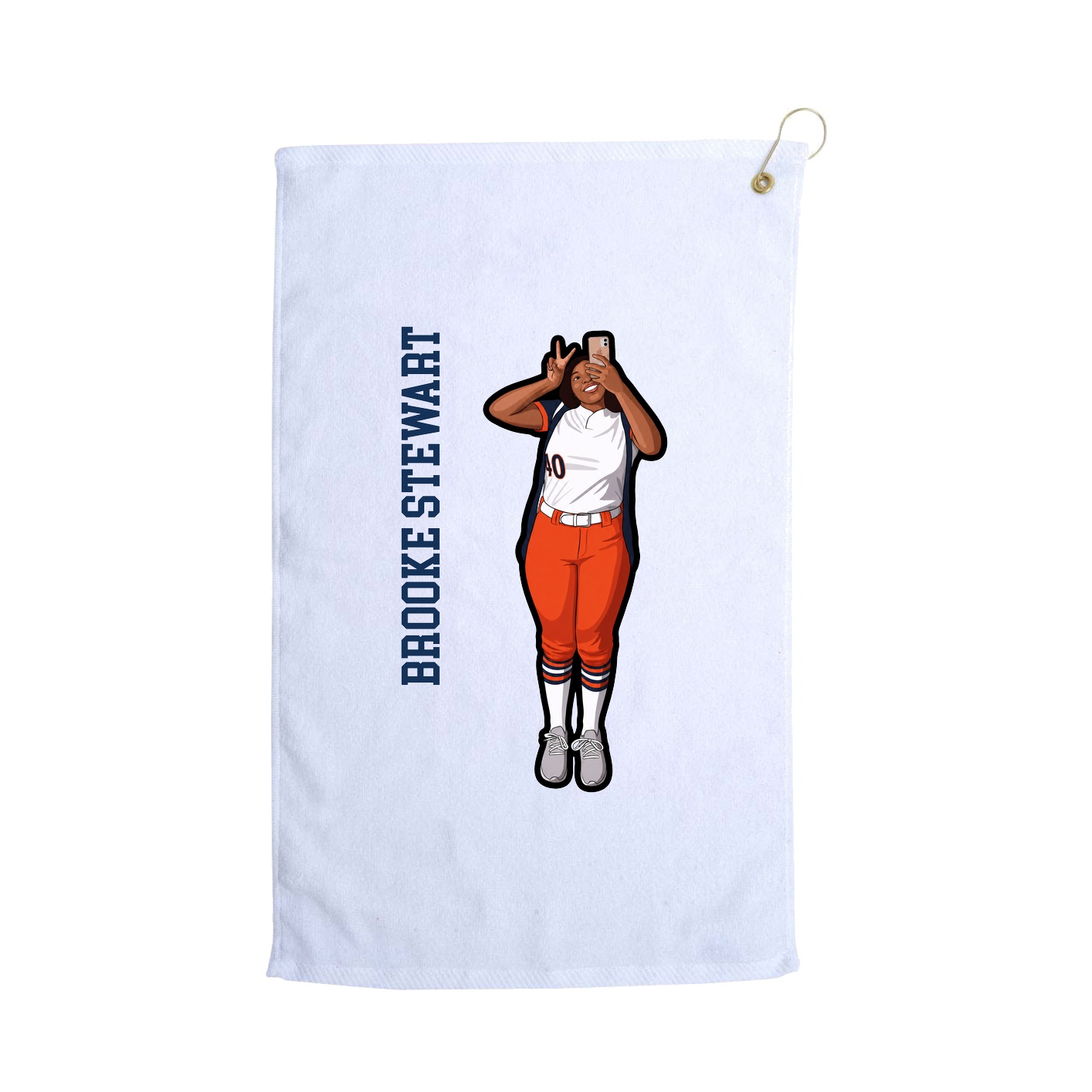 Golf Towel — Name Vertical in White