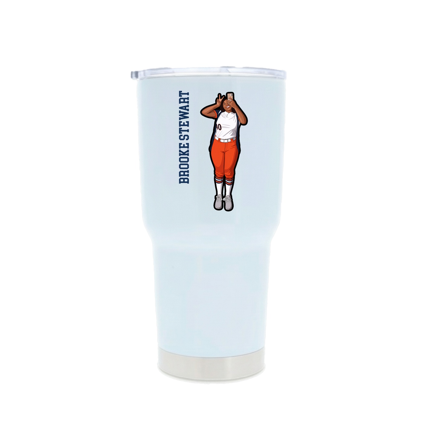 30oz Stainless Steel Tumbler — Name Vertical in White