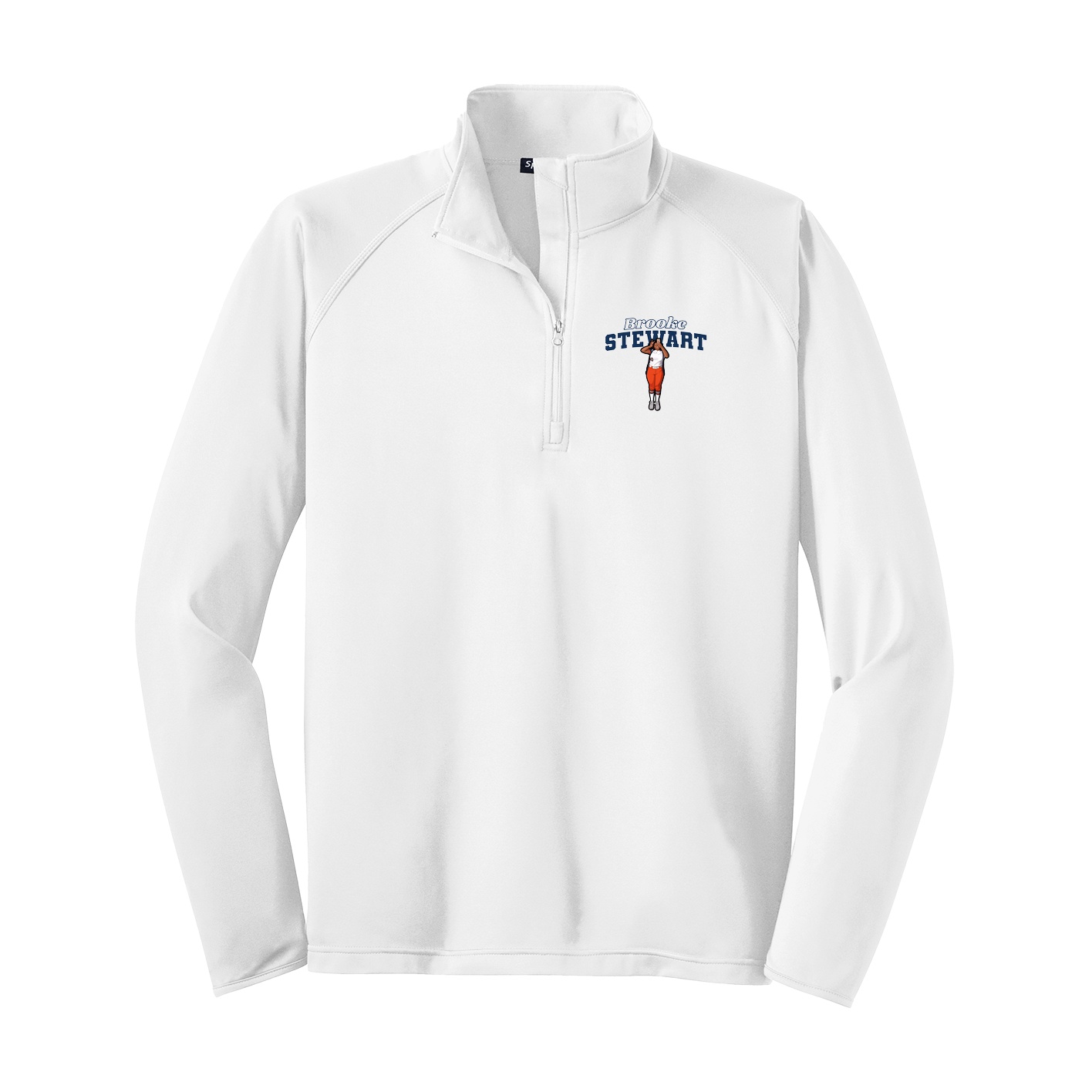 Q-Zip Pullover — Name Arch in White
