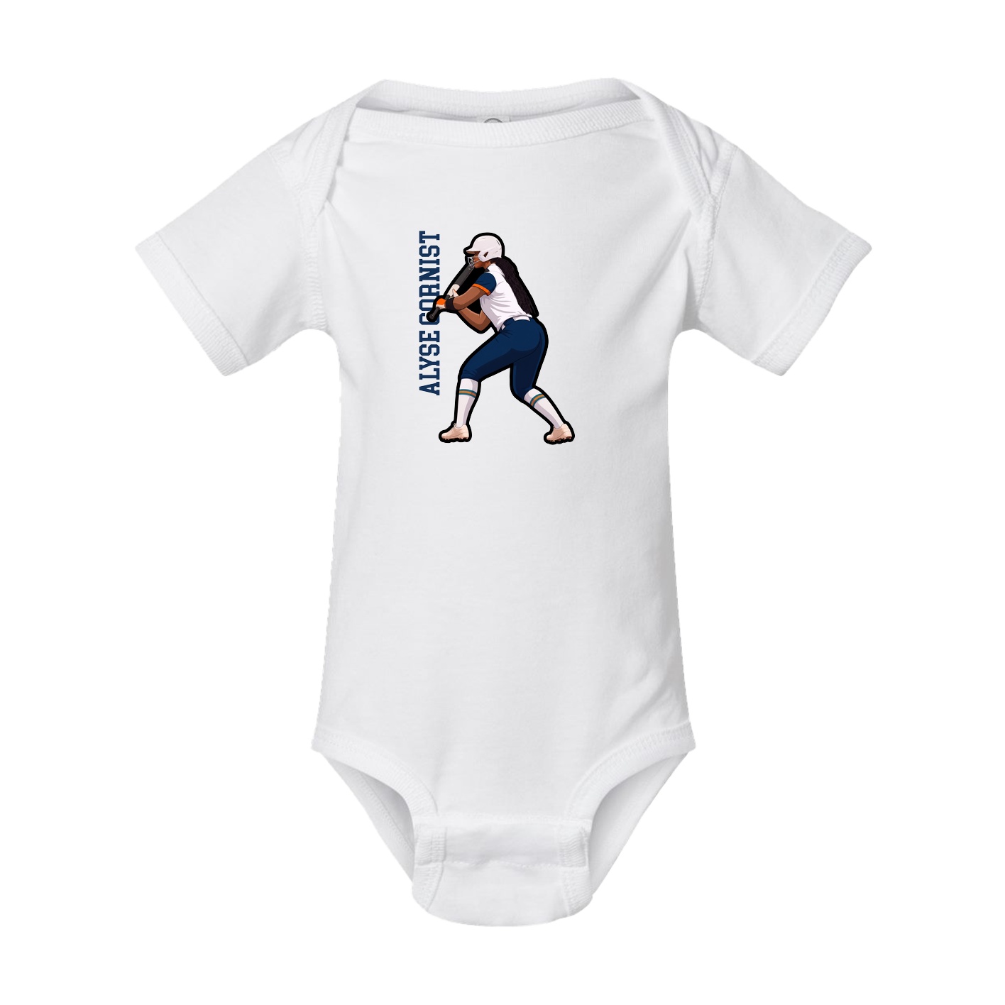 Baby Onesie — Name Vertical in White